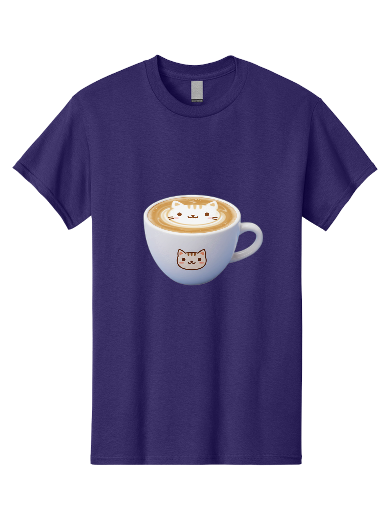 Cat-Coffee Men'S Graphic Tee, 100% Cotton, Comfortable Casual Summer Wear, Machine Washable, Cat Face Latte Art, Coffee Cup Design, Feline Illustration, Cute Cat Graphics, Coffee Culture, Latte Art, Adorable Cat Face Baa275