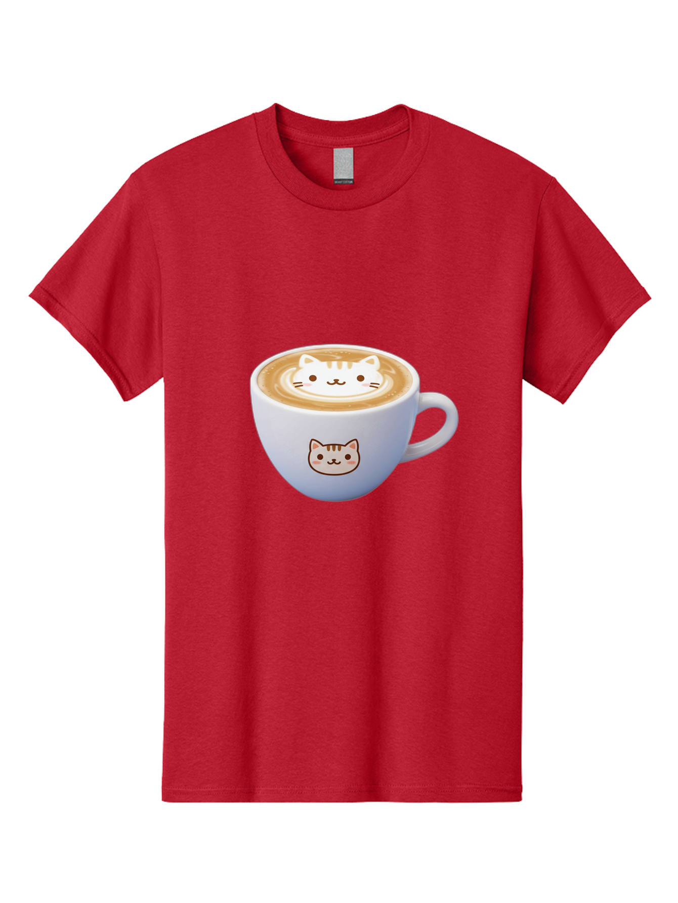 Cat-Coffee Men'S Graphic Tee, 100% Cotton, Comfortable Casual Summer Wear, Machine Washable, Cat Face Latte Art, Coffee Cup Design, Feline Illustration, Cute Cat Graphics, Coffee Culture, Latte Art, Adorable Cat Face Baa275