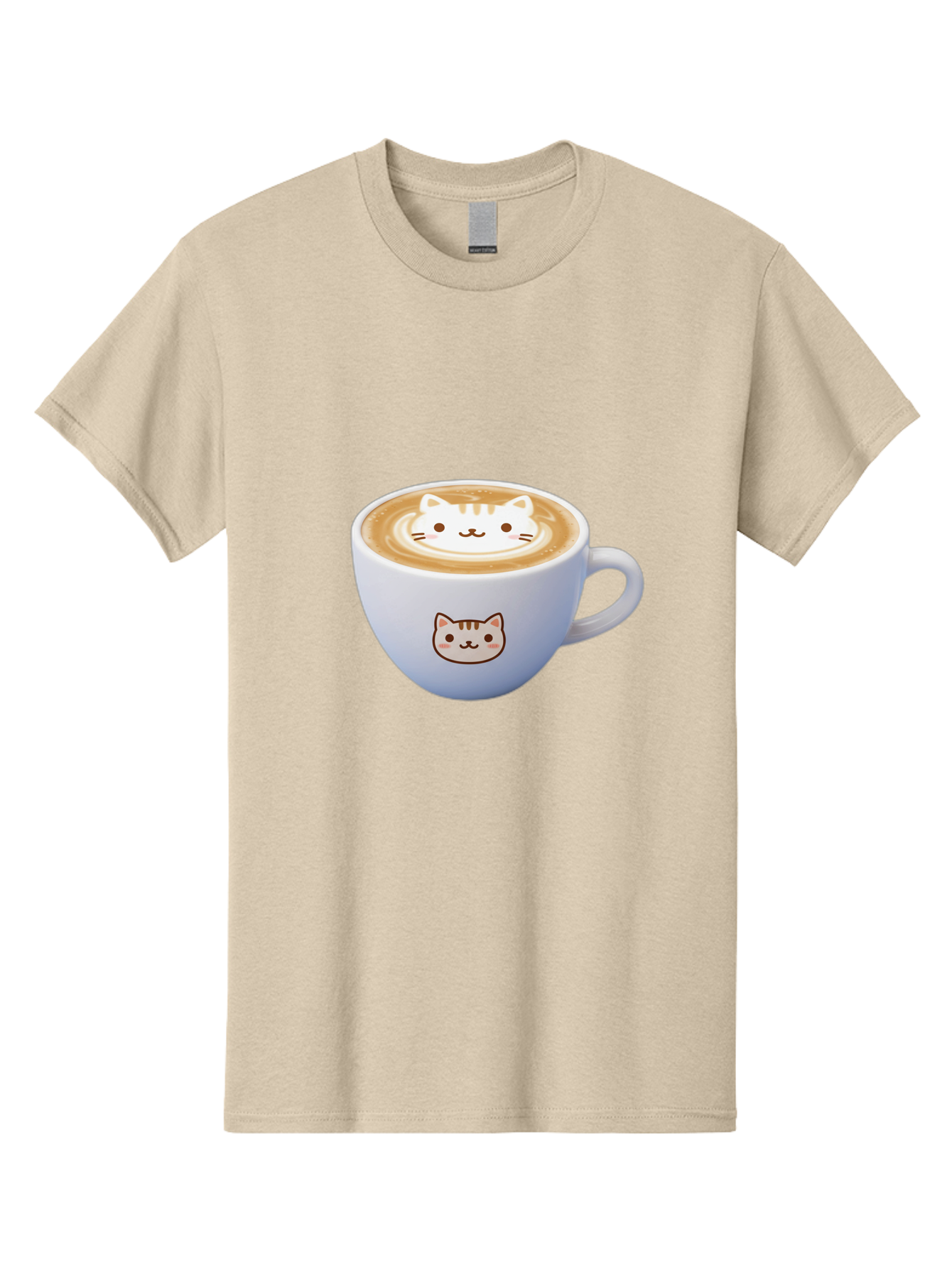 Cat-Coffee Men'S Graphic Tee, 100% Cotton, Comfortable Casual Summer Wear, Machine Washable, Cat Face Latte Art, Coffee Cup Design, Feline Illustration, Cute Cat Graphics, Coffee Culture, Latte Art, Adorable Cat Face Baa275