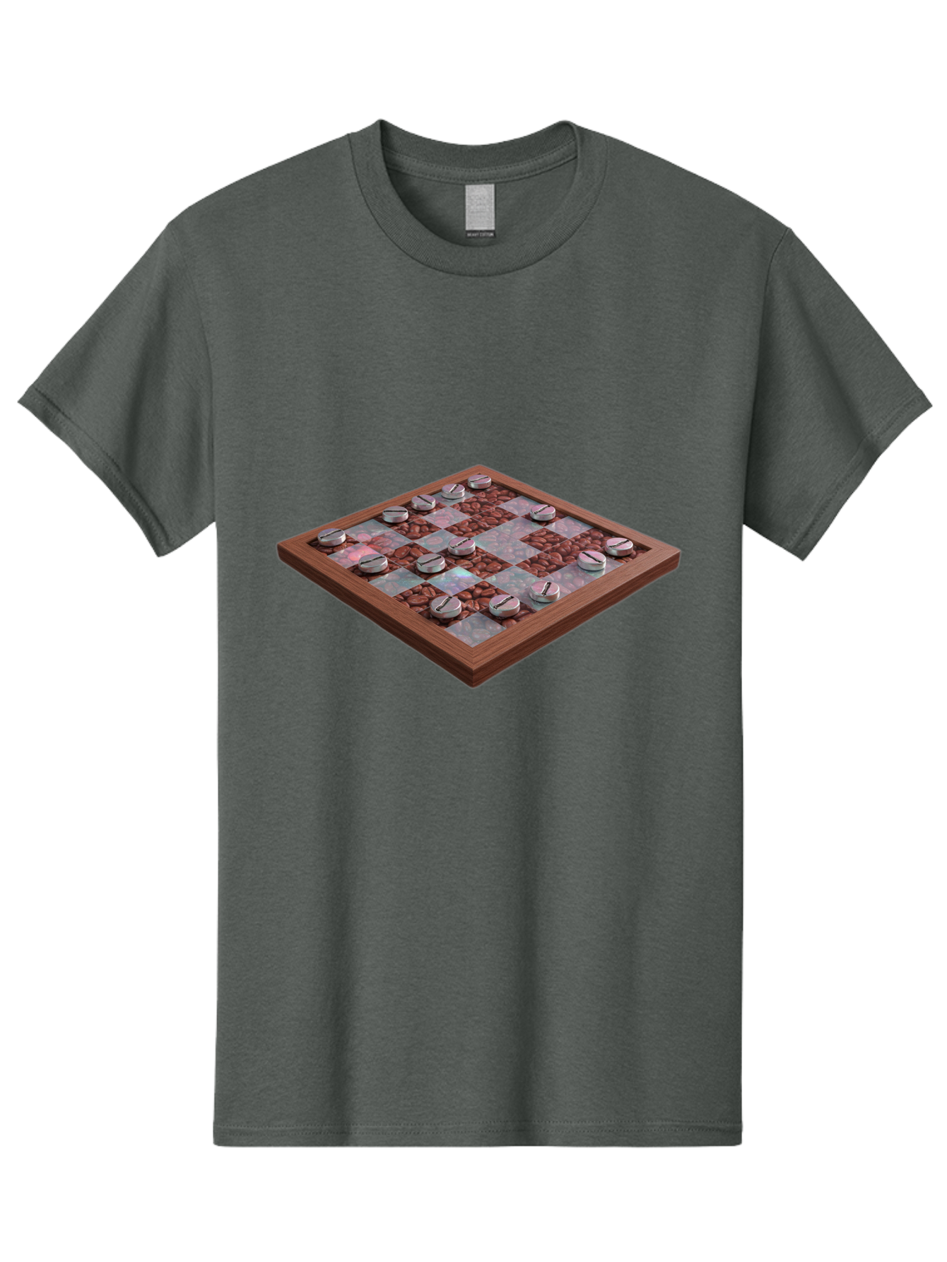 Checkerboard Men'S Graphic Tee, 100% Cotton, Comfortable Casual Summer Wear, Machine Washable, Checkers Game Board, Wooden Checkersboard, Strategy Game, Brown And Gray Checkerboard Pattern, Checkers Pieces, Game Night, Board Game, Baa282