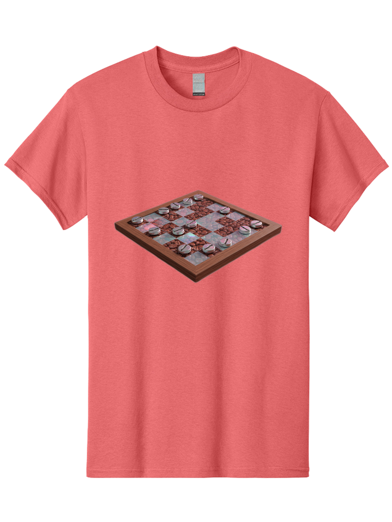 Checkerboard Men'S Graphic Tee, 100% Cotton, Comfortable Casual Summer Wear, Machine Washable, Checkers Game Board, Wooden Checkersboard, Strategy Game, Brown And Gray Checkerboard Pattern, Checkers Pieces, Game Night, Board Game, Baa282