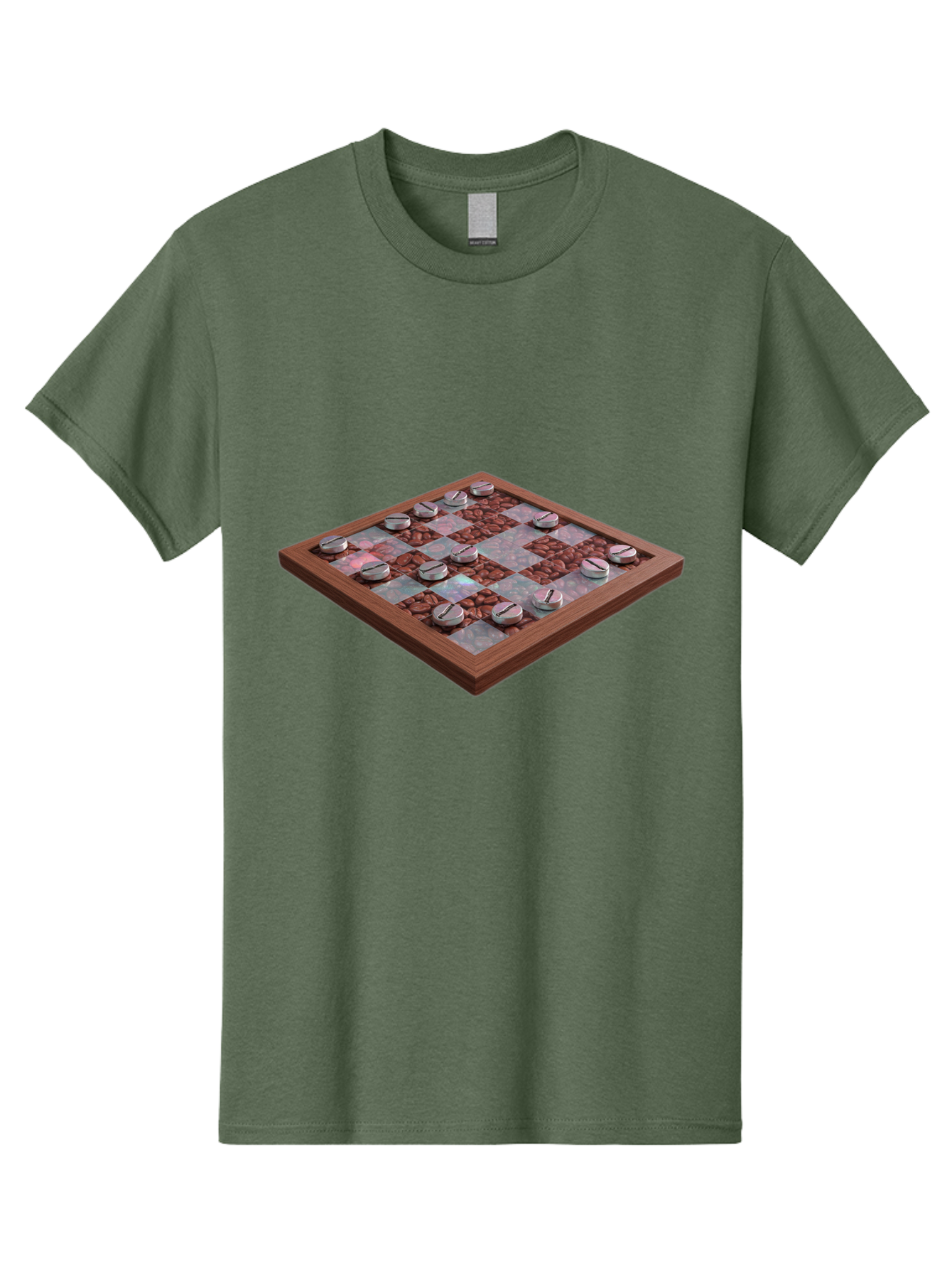 Checkerboard Men'S Graphic Tee, 100% Cotton, Comfortable Casual Summer Wear, Machine Washable, Checkers Game Board, Wooden Checkersboard, Strategy Game, Brown And Gray Checkerboard Pattern, Checkers Pieces, Game Night, Board Game, Baa282