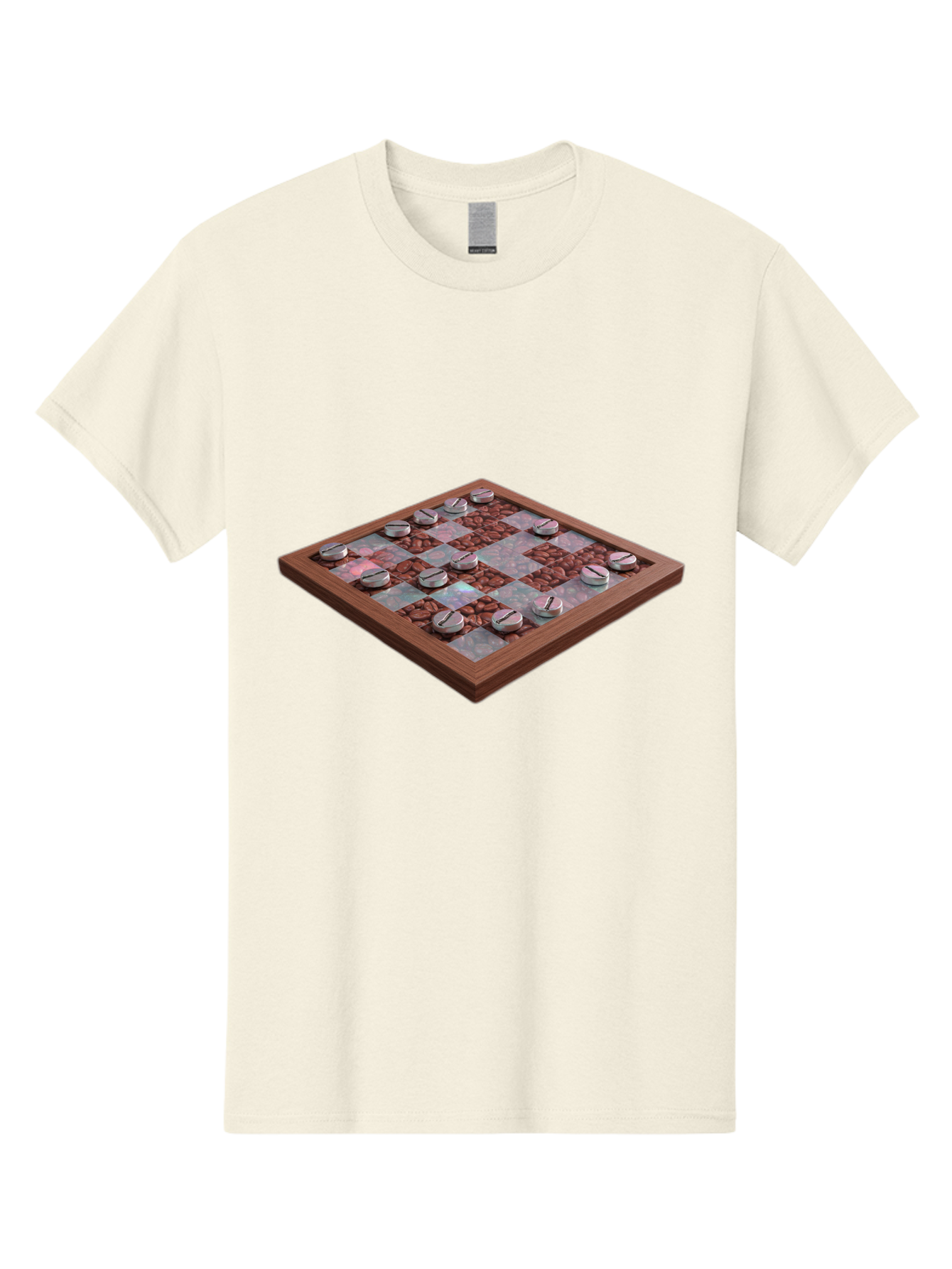 Checkerboard Men'S Graphic Tee, 100% Cotton, Comfortable Casual Summer Wear, Machine Washable, Checkers Game Board, Wooden Checkersboard, Strategy Game, Brown And Gray Checkerboard Pattern, Checkers Pieces, Game Night, Board Game, Baa282