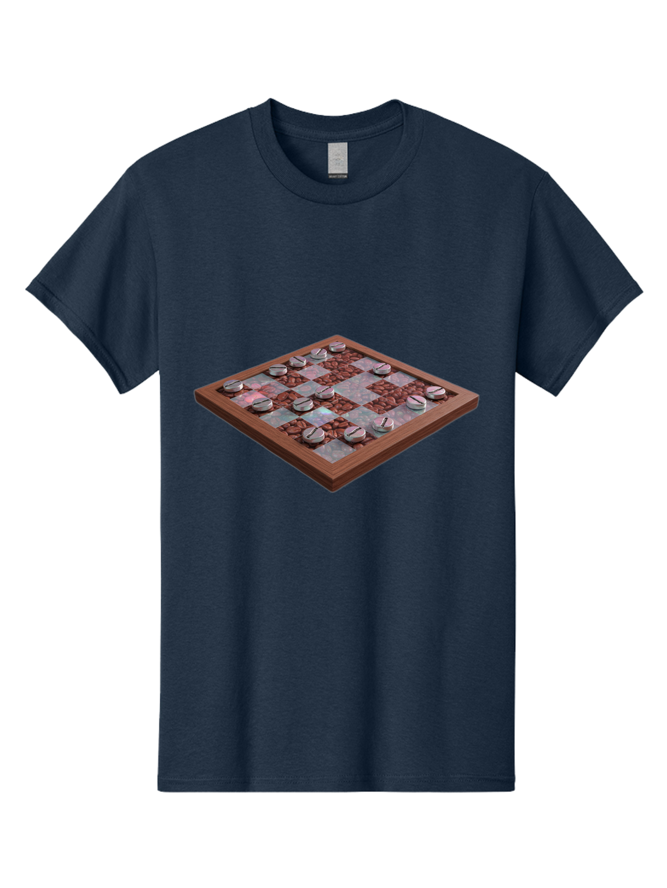 Checkerboard Men'S Graphic Tee, 100% Cotton, Comfortable Casual Summer Wear, Machine Washable, Checkers Game Board, Wooden Checkersboard, Strategy Game, Brown And Gray Checkerboard Pattern, Checkers Pieces, Game Night, Board Game, Baa282