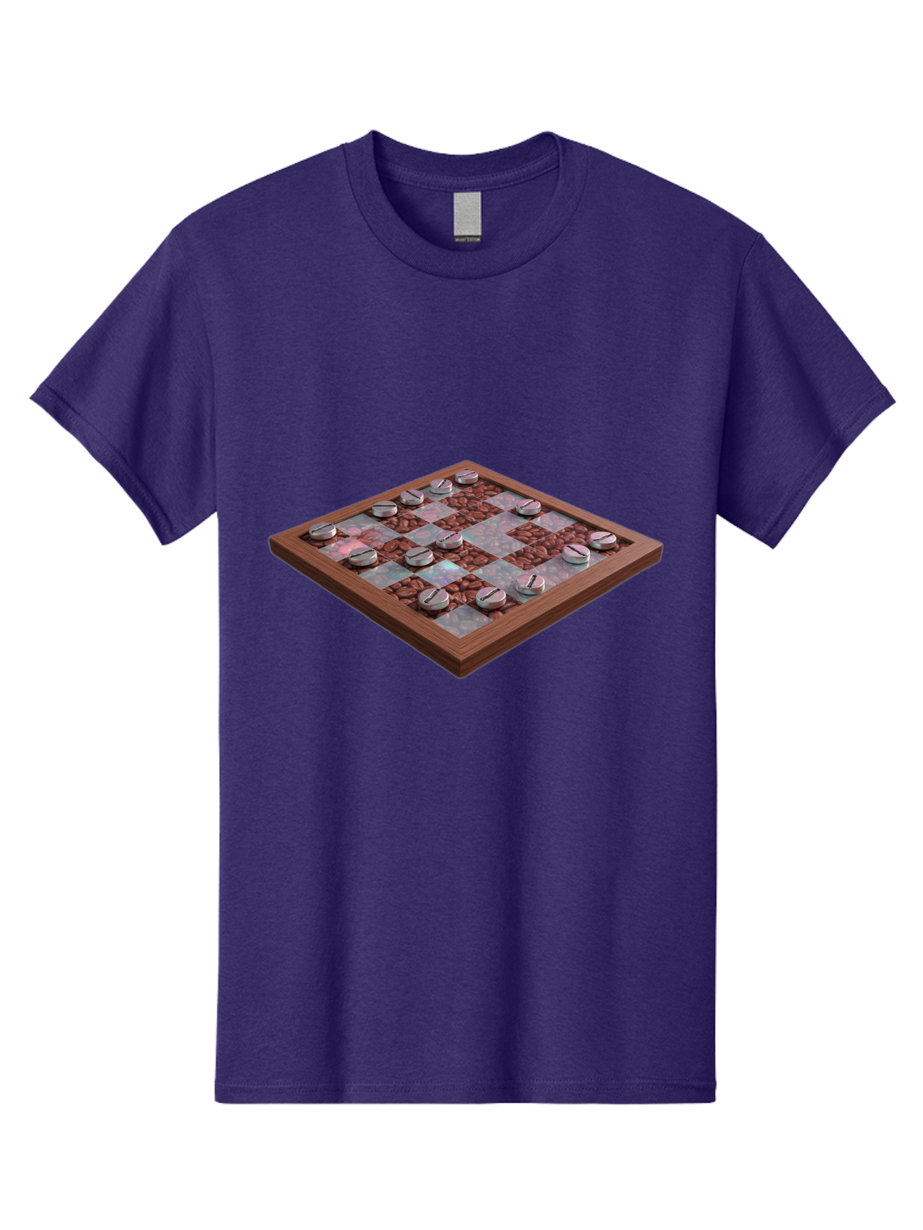Checkerboard Men'S Graphic Tee, 100% Cotton, Comfortable Casual Summer Wear, Machine Washable, Checkers Game Board, Wooden Checkersboard, Strategy Game, Brown And Gray Checkerboard Pattern, Checkers Pieces, Game Night, Board Game, Baa282