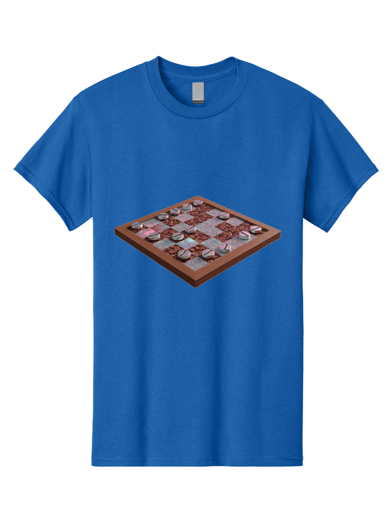 Checkerboard Men'S Graphic Tee, 100% Cotton, Comfortable Casual Summer Wear, Machine Washable, Checkers Game Board, Wooden Checkersboard, Strategy Game, Brown And Gray Checkerboard Pattern, Checkers Pieces, Game Night, Board Game, Baa282
