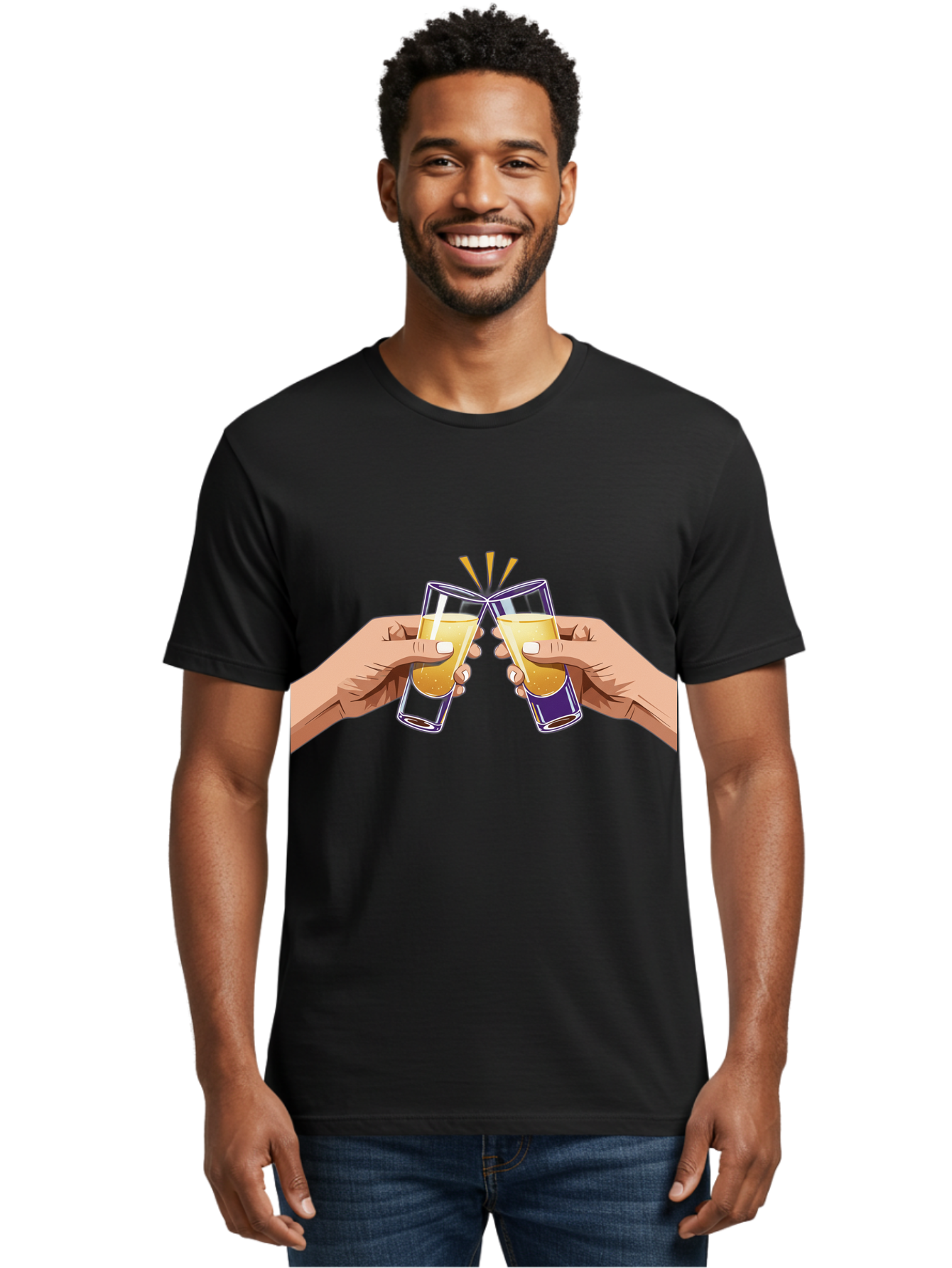 Cheers-1 Men'S Graphic Tee, 100% Cotton, Comfortable Casual Summer Wear, Machine Washable, Toasting Glasses, Celebratory Drinks, Champagne Toast, Beer Cheers, Happy Hour, Party Time, Festive Atmosphere, Social Gathering Baa283