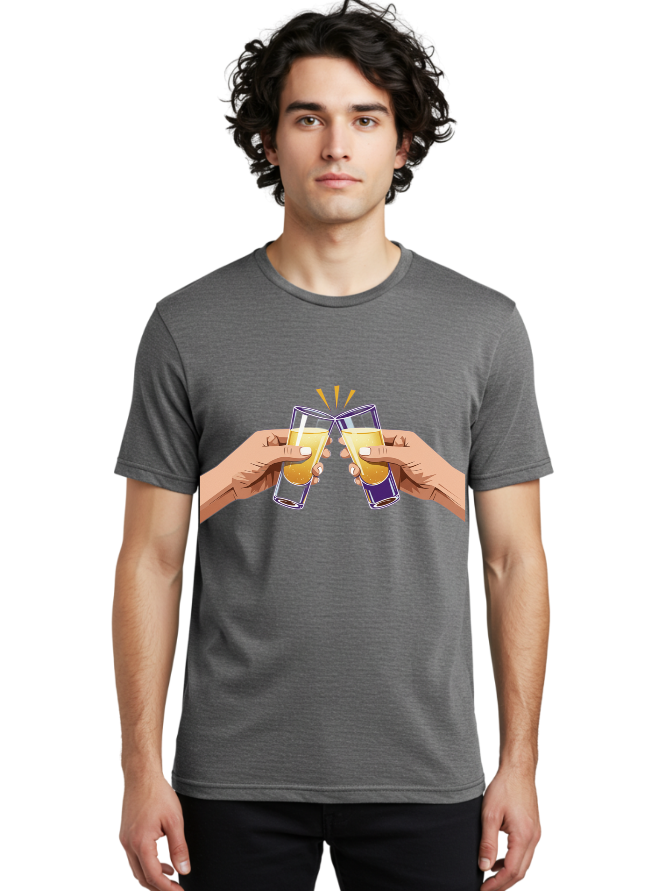 Cheers-1 Men'S Graphic Tee, 100% Cotton, Comfortable Casual Summer Wear, Machine Washable, Toasting Glasses, Celebratory Drinks, Champagne Toast, Beer Cheers, Happy Hour, Party Time, Festive Atmosphere, Social Gathering Baa283