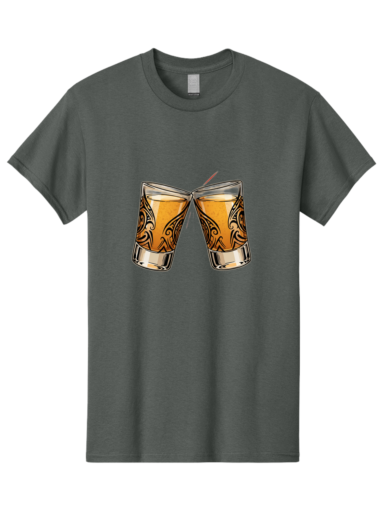 Cheers-2 Men'S Graphic Tee, 100% Cotton, Comfortable Casual Summer Wear, Machine Washable, Shot Glasses, Whiskey Glasses, Toasted Drinks, Cheers Moment, Social Gathering, Friendship Toast, Ornate Design, Glassware, Beverage, Celebratory Drink Baa284