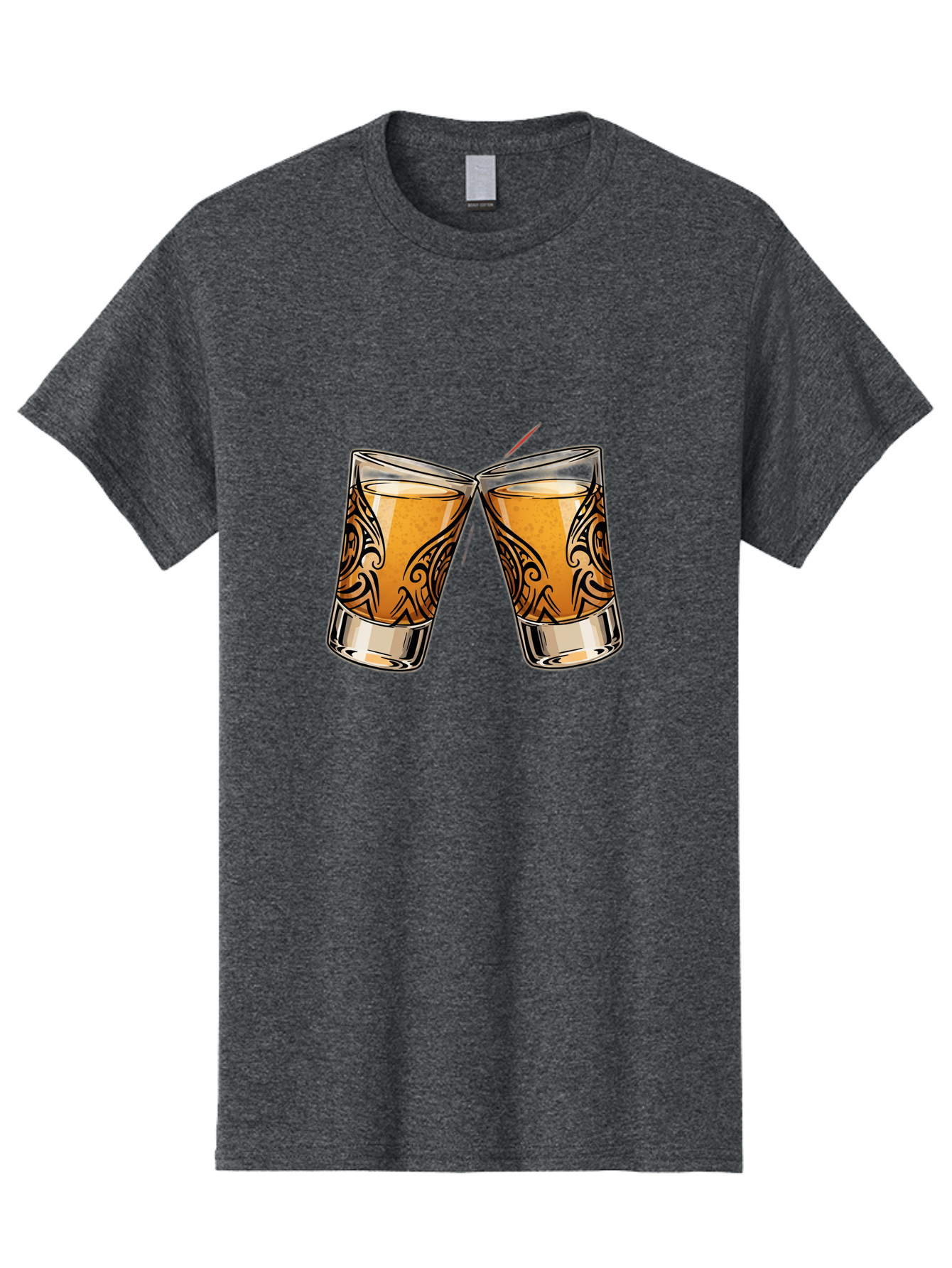 Cheers-2 Men'S Graphic Tee, 100% Cotton, Comfortable Casual Summer Wear, Machine Washable, Shot Glasses, Whiskey Glasses, Toasted Drinks, Cheers Moment, Social Gathering, Friendship Toast, Ornate Design, Glassware, Beverage, Celebratory Drink Baa284