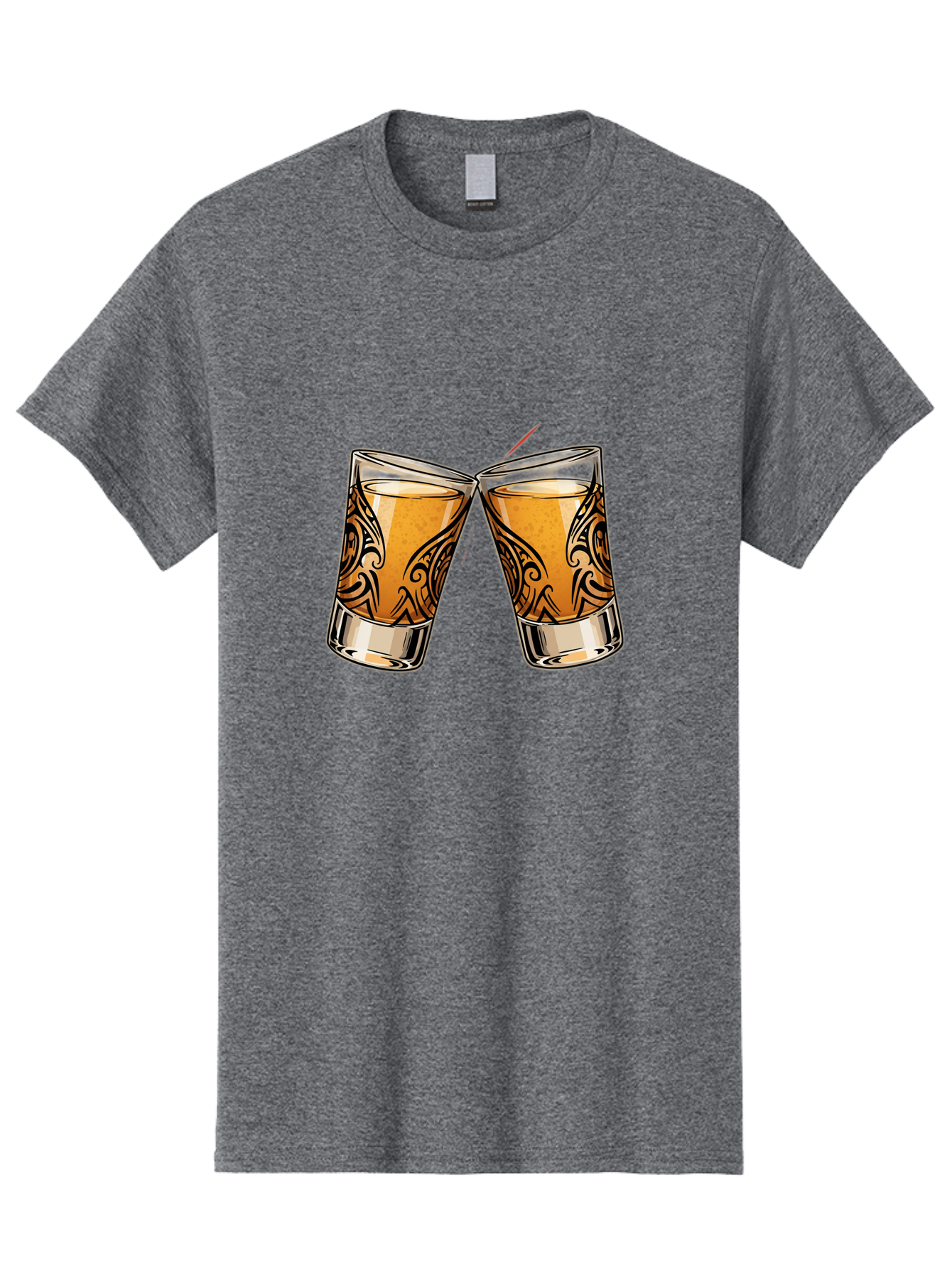 Cheers-2 Men'S Graphic Tee, 100% Cotton, Comfortable Casual Summer Wear, Machine Washable, Shot Glasses, Whiskey Glasses, Toasted Drinks, Cheers Moment, Social Gathering, Friendship Toast, Ornate Design, Glassware, Beverage, Celebratory Drink Baa284