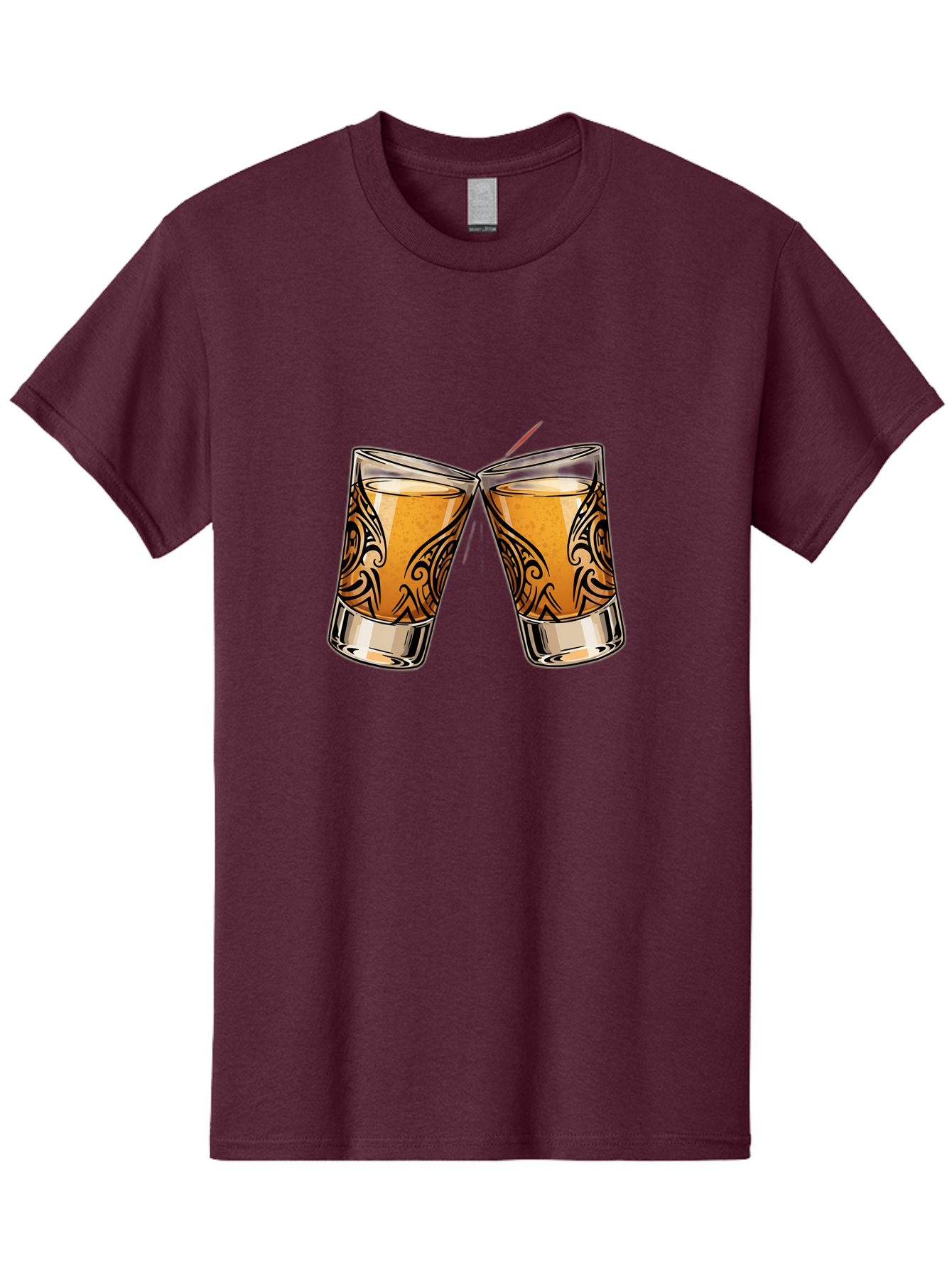 Cheers-2 Men'S Graphic Tee, 100% Cotton, Comfortable Casual Summer Wear, Machine Washable, Shot Glasses, Whiskey Glasses, Toasted Drinks, Cheers Moment, Social Gathering, Friendship Toast, Ornate Design, Glassware, Beverage, Celebratory Drink Baa284