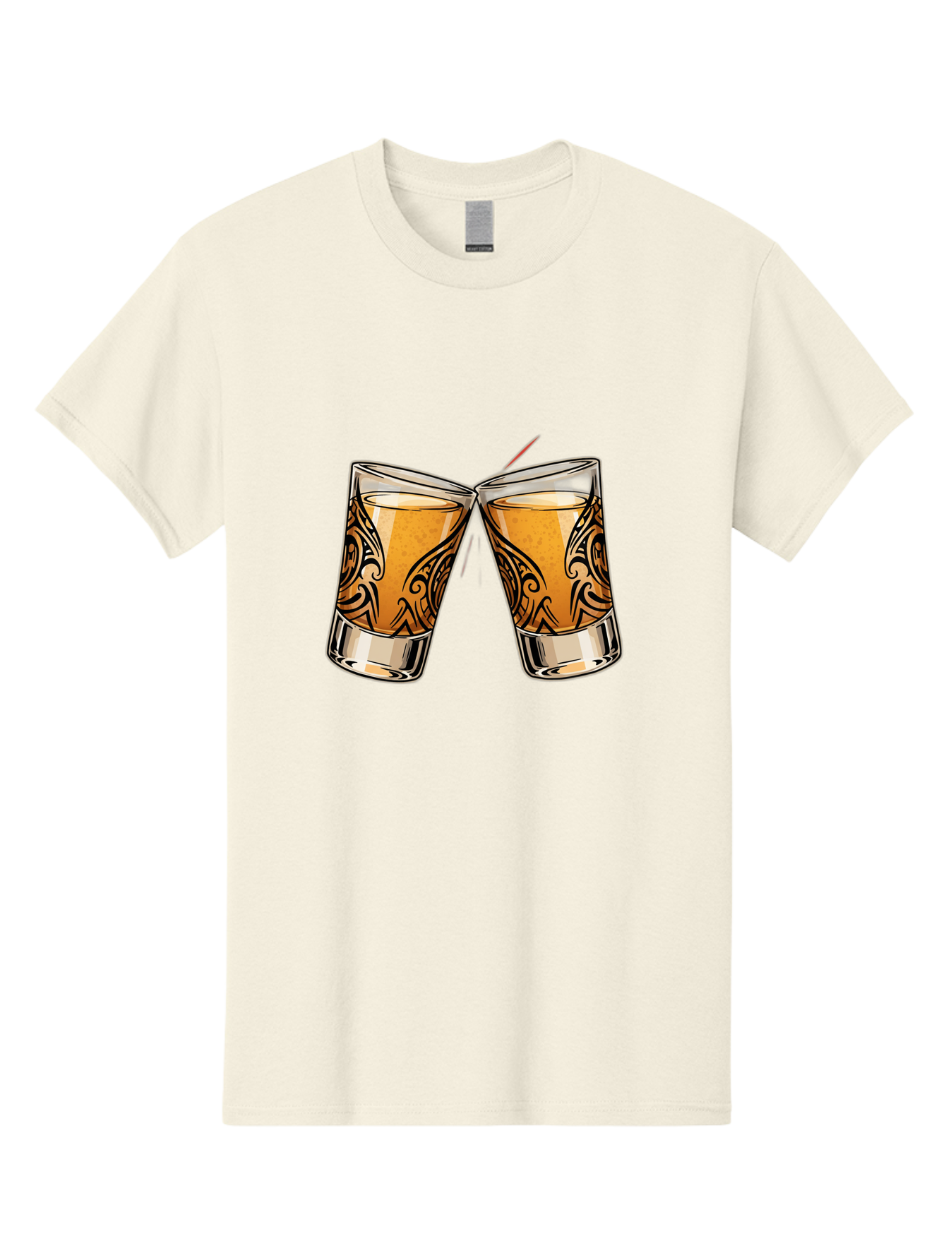 Cheers-2 Men'S Graphic Tee, 100% Cotton, Comfortable Casual Summer Wear, Machine Washable, Shot Glasses, Whiskey Glasses, Toasted Drinks, Cheers Moment, Social Gathering, Friendship Toast, Ornate Design, Glassware, Beverage, Celebratory Drink Baa284