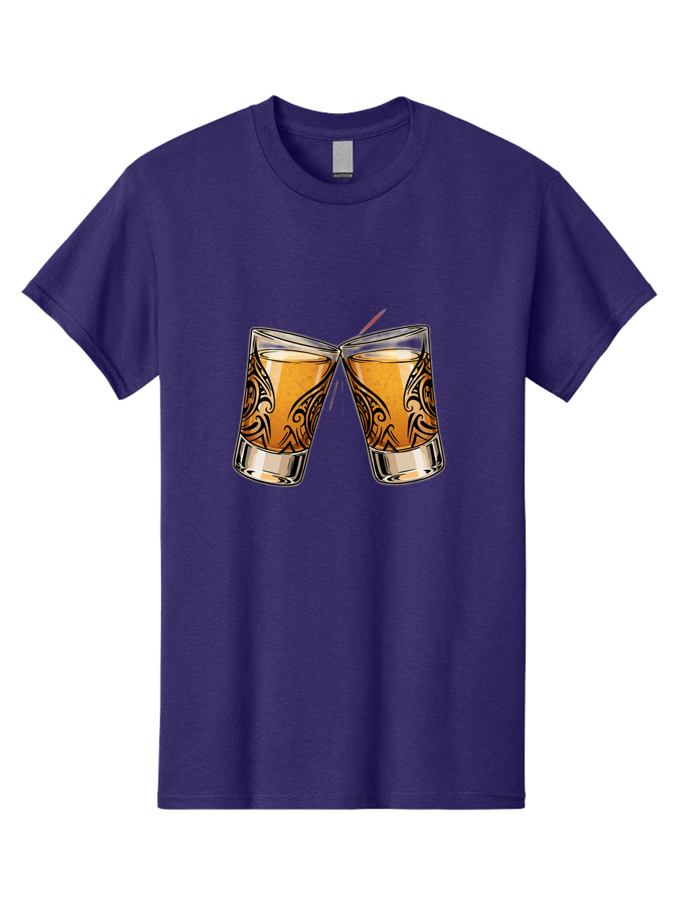 Cheers-2 Men'S Graphic Tee, 100% Cotton, Comfortable Casual Summer Wear, Machine Washable, Shot Glasses, Whiskey Glasses, Toasted Drinks, Cheers Moment, Social Gathering, Friendship Toast, Ornate Design, Glassware, Beverage, Celebratory Drink Baa284