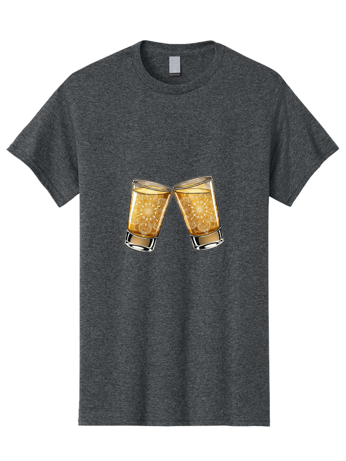 Cheers-4 Men'S Graphic Tee, 100% Cotton, Comfortable Casual Summer Wear, Machine Washable, Whiskey Glasses, Shot Glasses, Cheers Toast, Celebration Drink, Spirits, Luxury Glassware, Ornate Design, Festive Atmosphere, Party, Drink Together Baa286