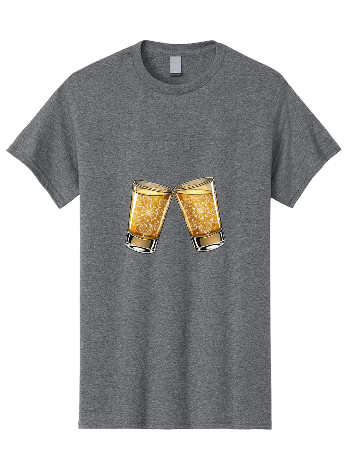 Cheers-4 Men'S Graphic Tee, 100% Cotton, Comfortable Casual Summer Wear, Machine Washable, Whiskey Glasses, Shot Glasses, Cheers Toast, Celebration Drink, Spirits, Luxury Glassware, Ornate Design, Festive Atmosphere, Party, Drink Together Baa286