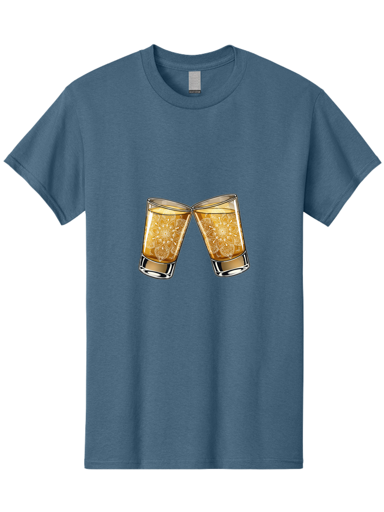 Cheers-4 Men'S Graphic Tee, 100% Cotton, Comfortable Casual Summer Wear, Machine Washable, Whiskey Glasses, Shot Glasses, Cheers Toast, Celebration Drink, Spirits, Luxury Glassware, Ornate Design, Festive Atmosphere, Party, Drink Together Baa286