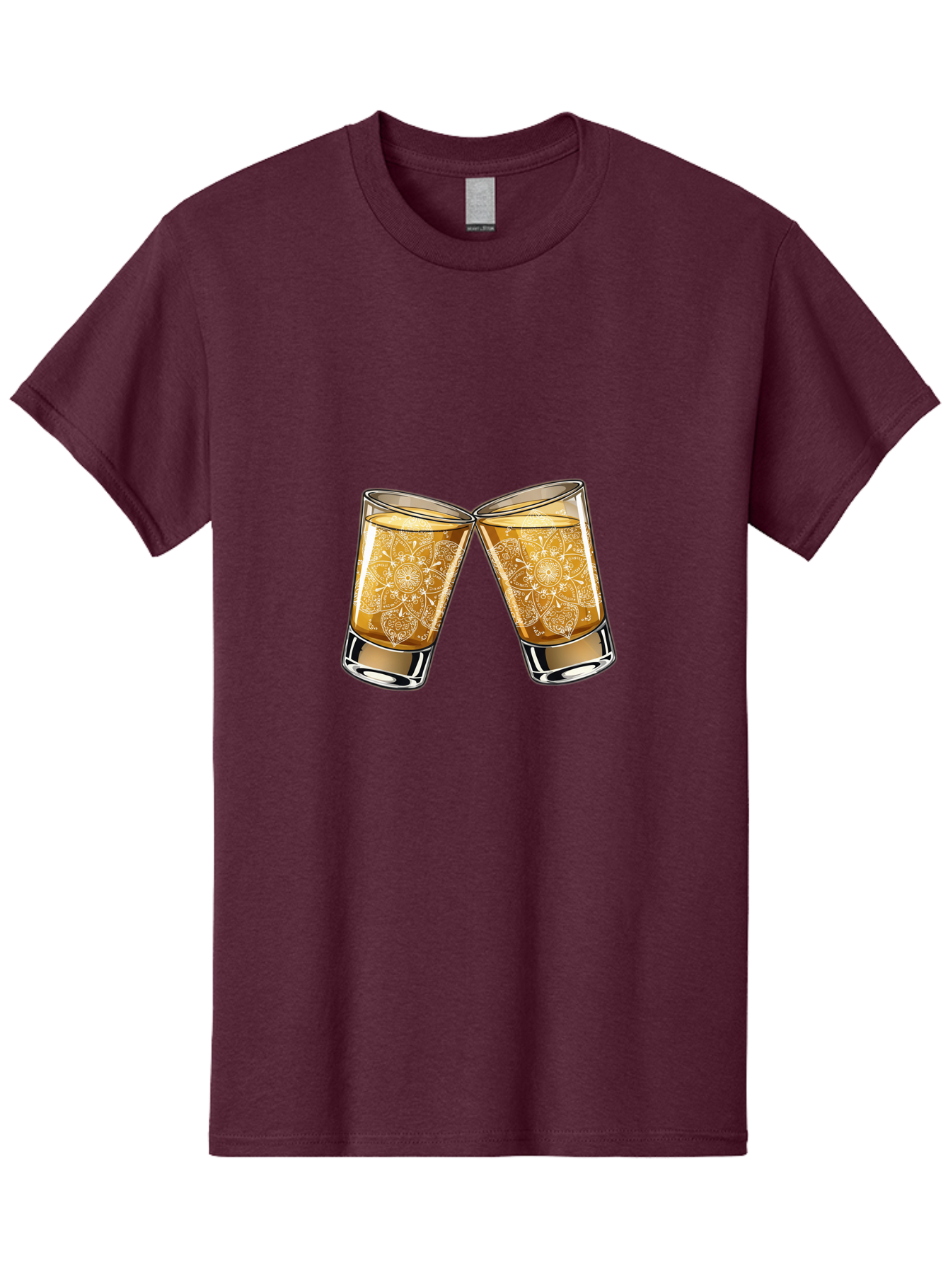 Cheers-4 Men'S Graphic Tee, 100% Cotton, Comfortable Casual Summer Wear, Machine Washable, Whiskey Glasses, Shot Glasses, Cheers Toast, Celebration Drink, Spirits, Luxury Glassware, Ornate Design, Festive Atmosphere, Party, Drink Together Baa286