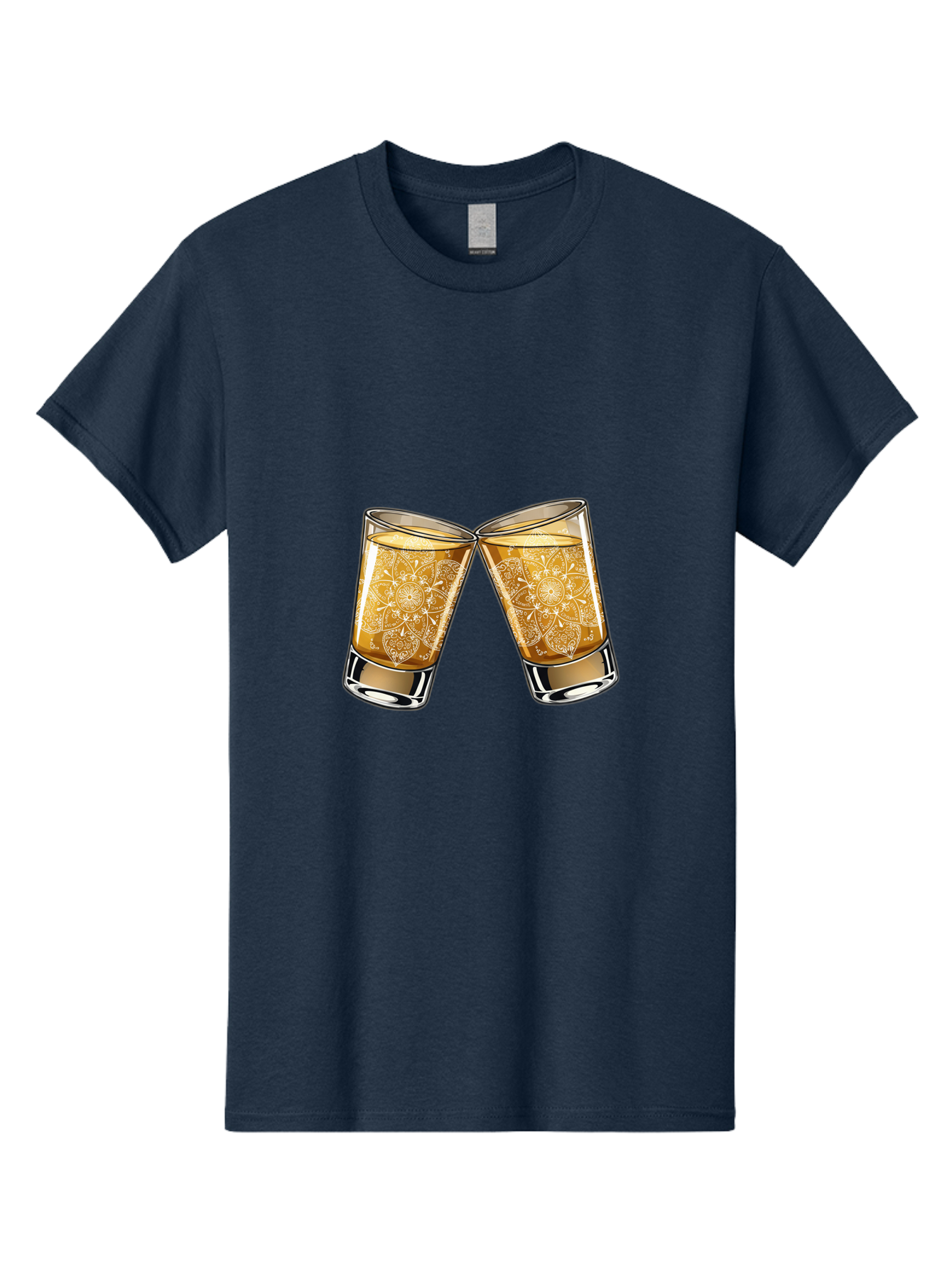 Cheers-4 Men'S Graphic Tee, 100% Cotton, Comfortable Casual Summer Wear, Machine Washable, Whiskey Glasses, Shot Glasses, Cheers Toast, Celebration Drink, Spirits, Luxury Glassware, Ornate Design, Festive Atmosphere, Party, Drink Together Baa286