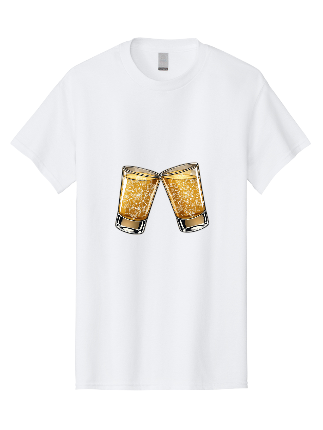 Cheers-4 Men'S Graphic Tee, 100% Cotton, Comfortable Casual Summer Wear, Machine Washable, Whiskey Glasses, Shot Glasses, Cheers Toast, Celebration Drink, Spirits, Luxury Glassware, Ornate Design, Festive Atmosphere, Party, Drink Together Baa286