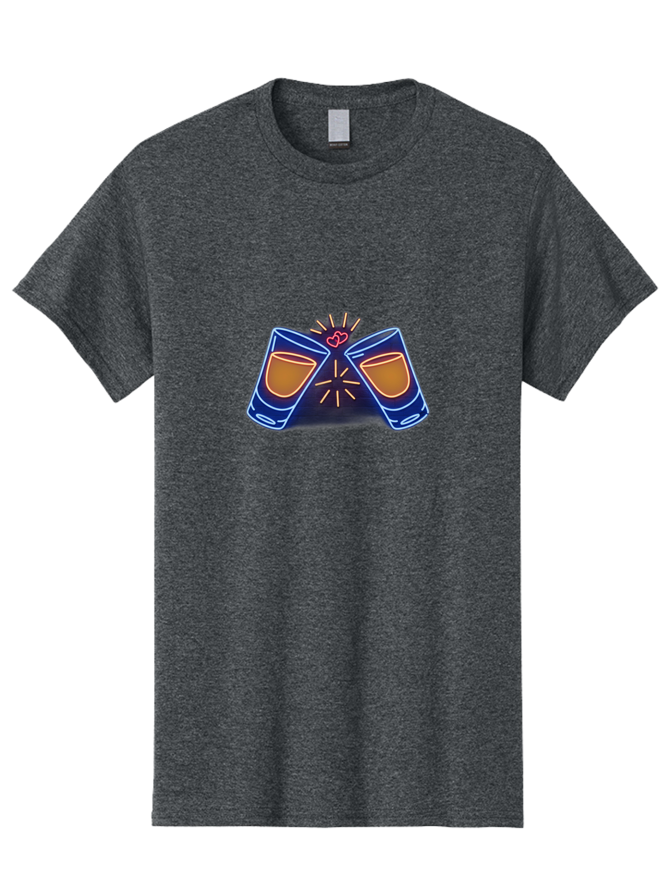 Cheers Men'S Graphic Tee, 100% Cotton, Comfortable Casual Summer Wear, Machine Washable, Cheersing Glasses, Toast, Love Heart, Celebration, Party, Friendship, Glasses Clinking, Festive Mood, Social Gathering Baa287