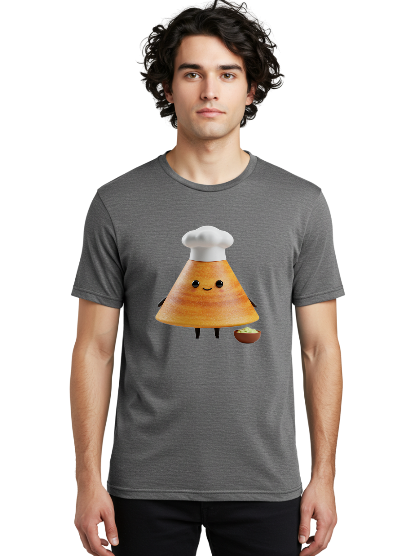 Chef-Cone Men'S Graphic Tee, 100% Cotton, Comfortable Casual Summer Wear, Machine Washable, Cartoon Character, Chef Hat, Cooking, Food, Sauce, Condiment, Kitchen, Culinary, Recipe, Cartoon Mascot, Anthropomorphic, 3D Illustration Baa288