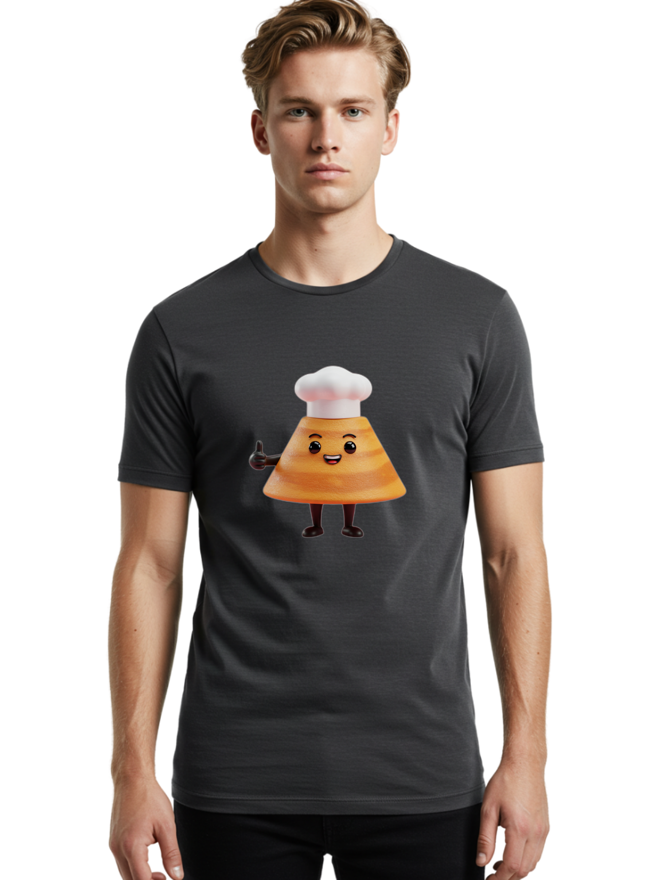 Chef-Hat-Mushroom-Character Men'S Graphic Tee, 100% Cotton, Comfortable Casual Summer Wear, Machine Washable, Cartoon Mushroom, Chef Hat, Thumbs Up, Happy Face, Cooking, Culinary, Chef Character, Mushroom Mascot, Kitchen, Funny, Adorable, Baa289
