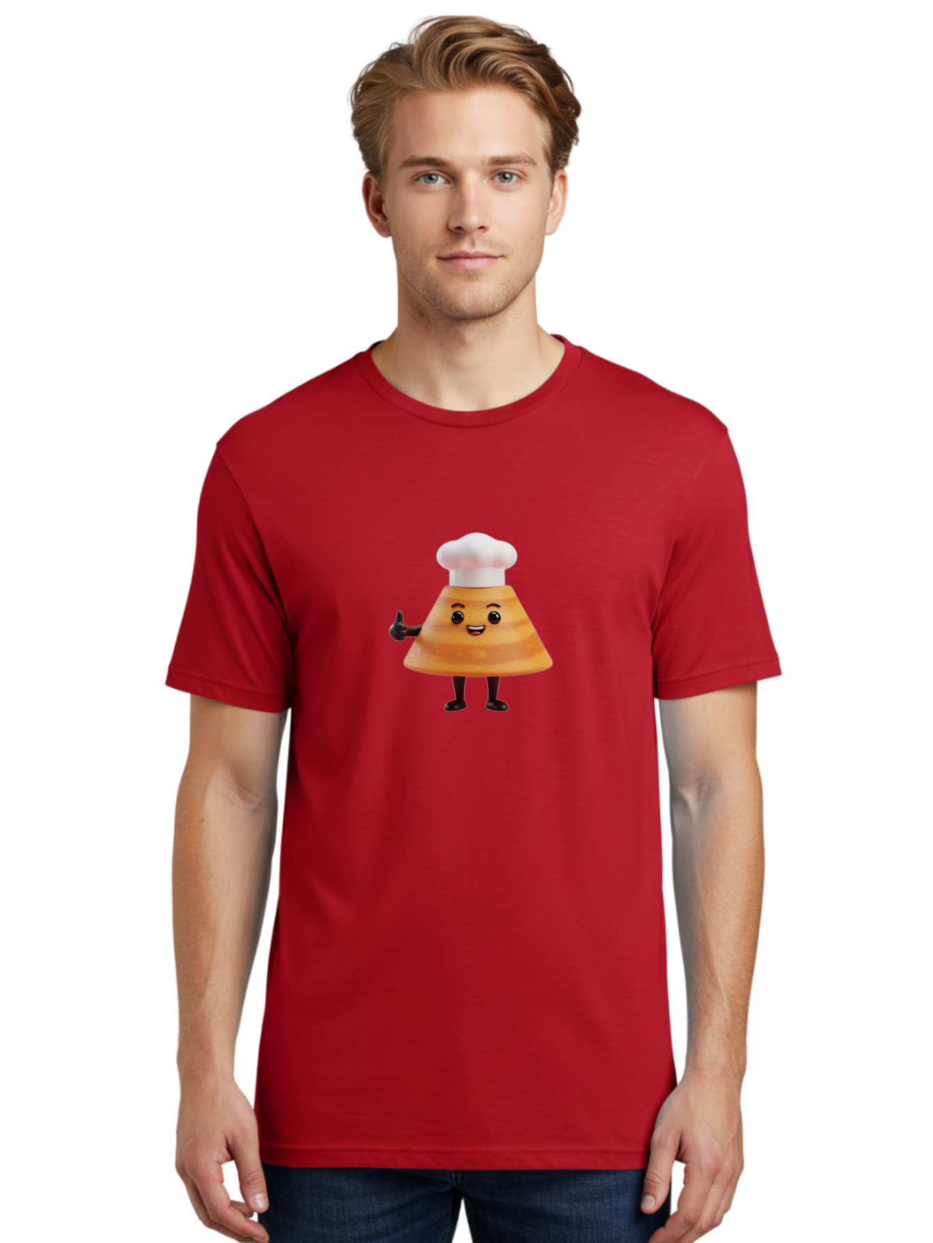 Chef-Hat-Mushroom-Character Men'S Graphic Tee, 100% Cotton, Comfortable Casual Summer Wear, Machine Washable, Cartoon Mushroom, Chef Hat, Thumbs Up, Happy Face, Cooking, Culinary, Chef Character, Mushroom Mascot, Kitchen, Funny, Adorable, Baa289