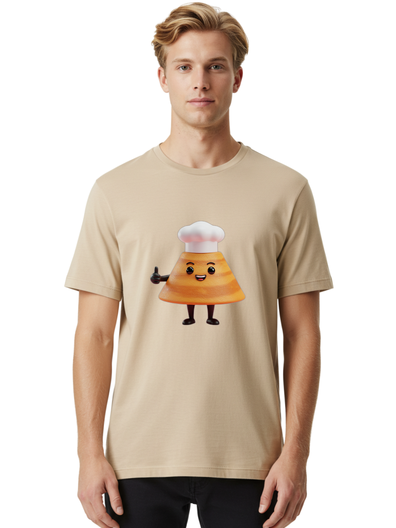 Chef-Hat-Mushroom-Character Men'S Graphic Tee, 100% Cotton, Comfortable Casual Summer Wear, Machine Washable, Cartoon Mushroom, Chef Hat, Thumbs Up, Happy Face, Cooking, Culinary, Chef Character, Mushroom Mascot, Kitchen, Funny, Adorable, Baa289