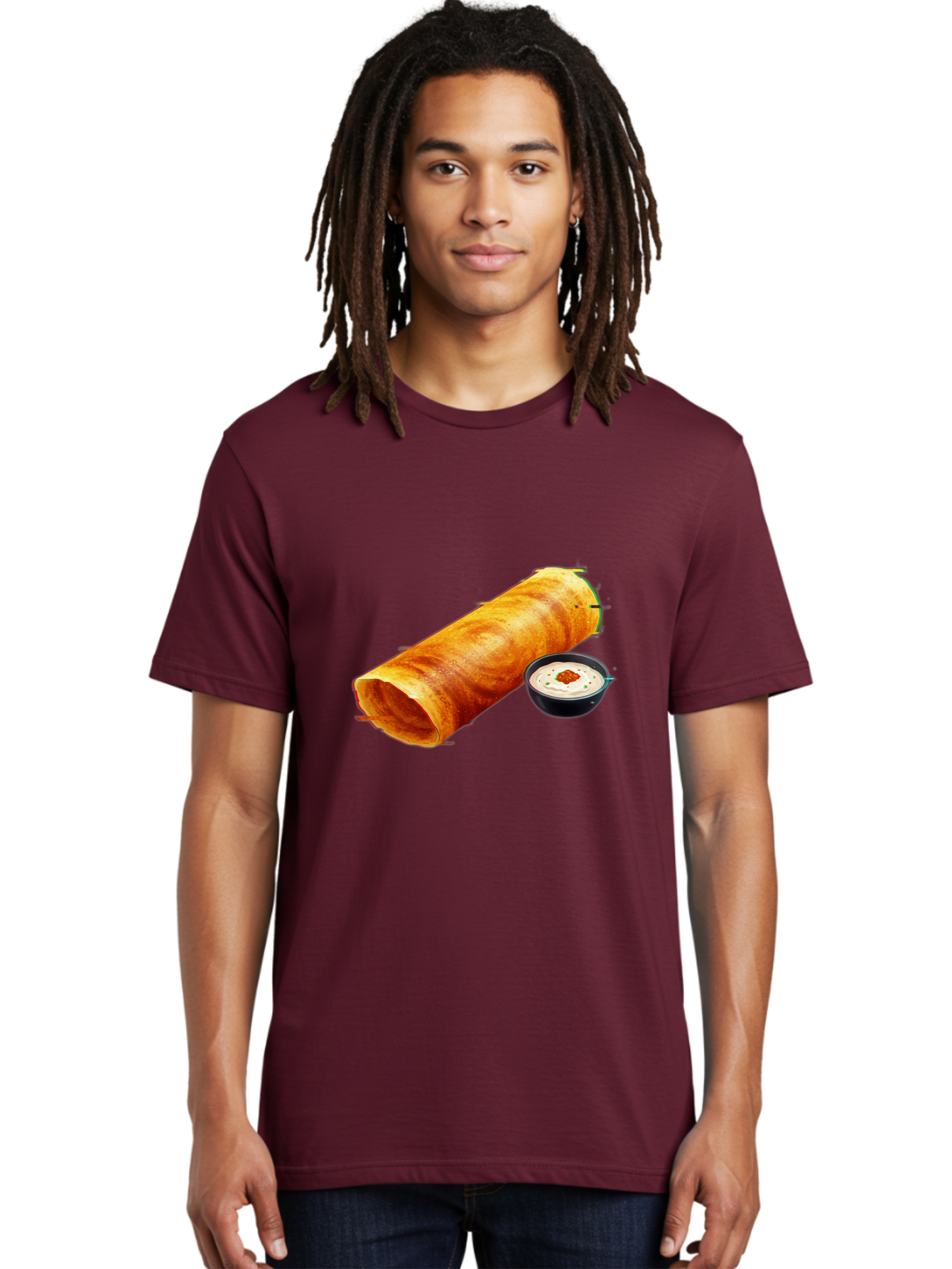 Chicken-Roll Men'S Graphic Tee, 100% Cotton, Comfortable Casual Summer Wear, Machine Washable, Masala Dosa, South Indian Cuisine, Dosa With Chutney, Indian Breakfast, Street Food, Traditional Recipe, Dosa Roll, Chutney Bowl, Crispy Dosa, Baa291