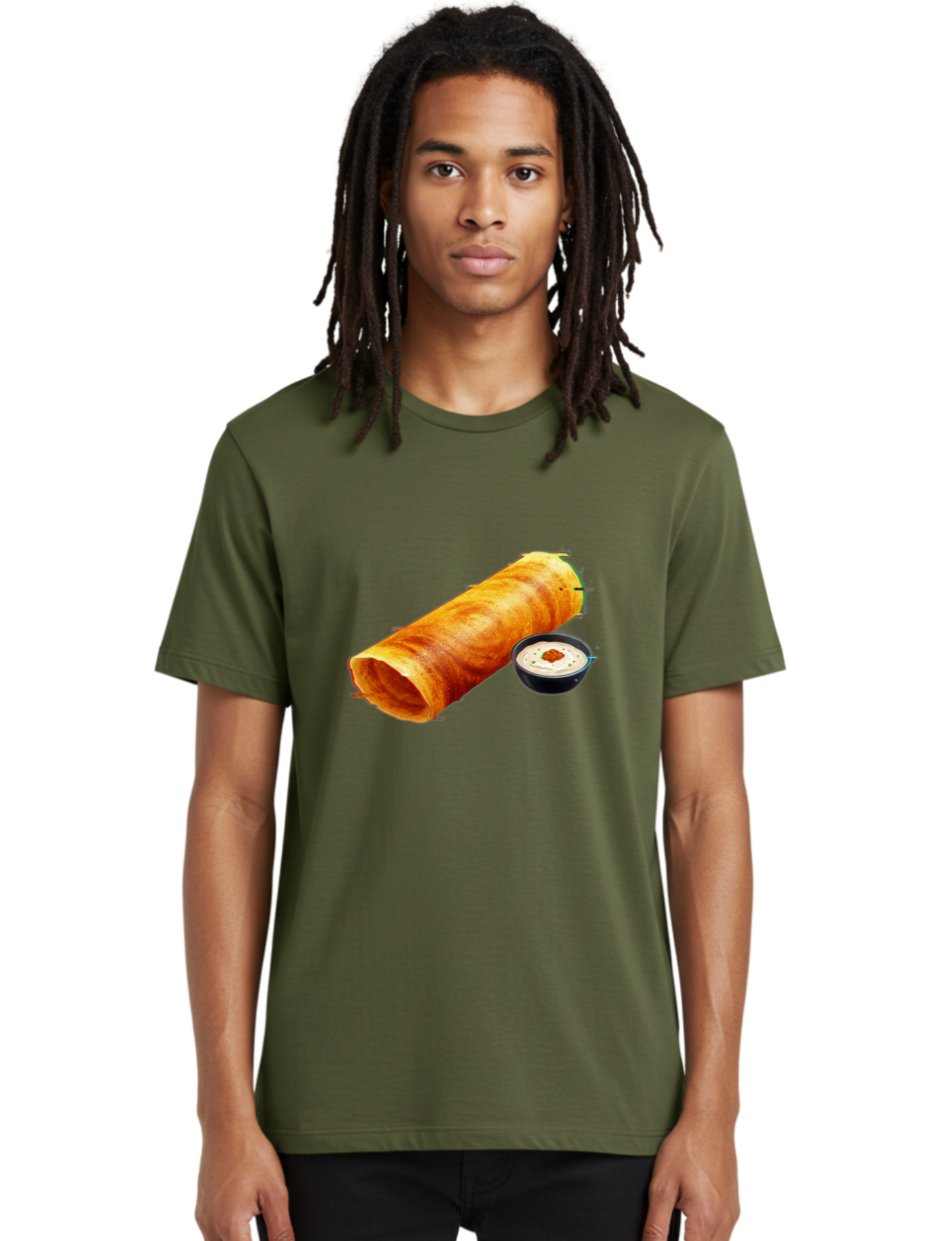 Chicken-Roll Men'S Graphic Tee, 100% Cotton, Comfortable Casual Summer Wear, Machine Washable, Masala Dosa, South Indian Cuisine, Dosa With Chutney, Indian Breakfast, Street Food, Traditional Recipe, Dosa Roll, Chutney Bowl, Crispy Dosa, Baa291