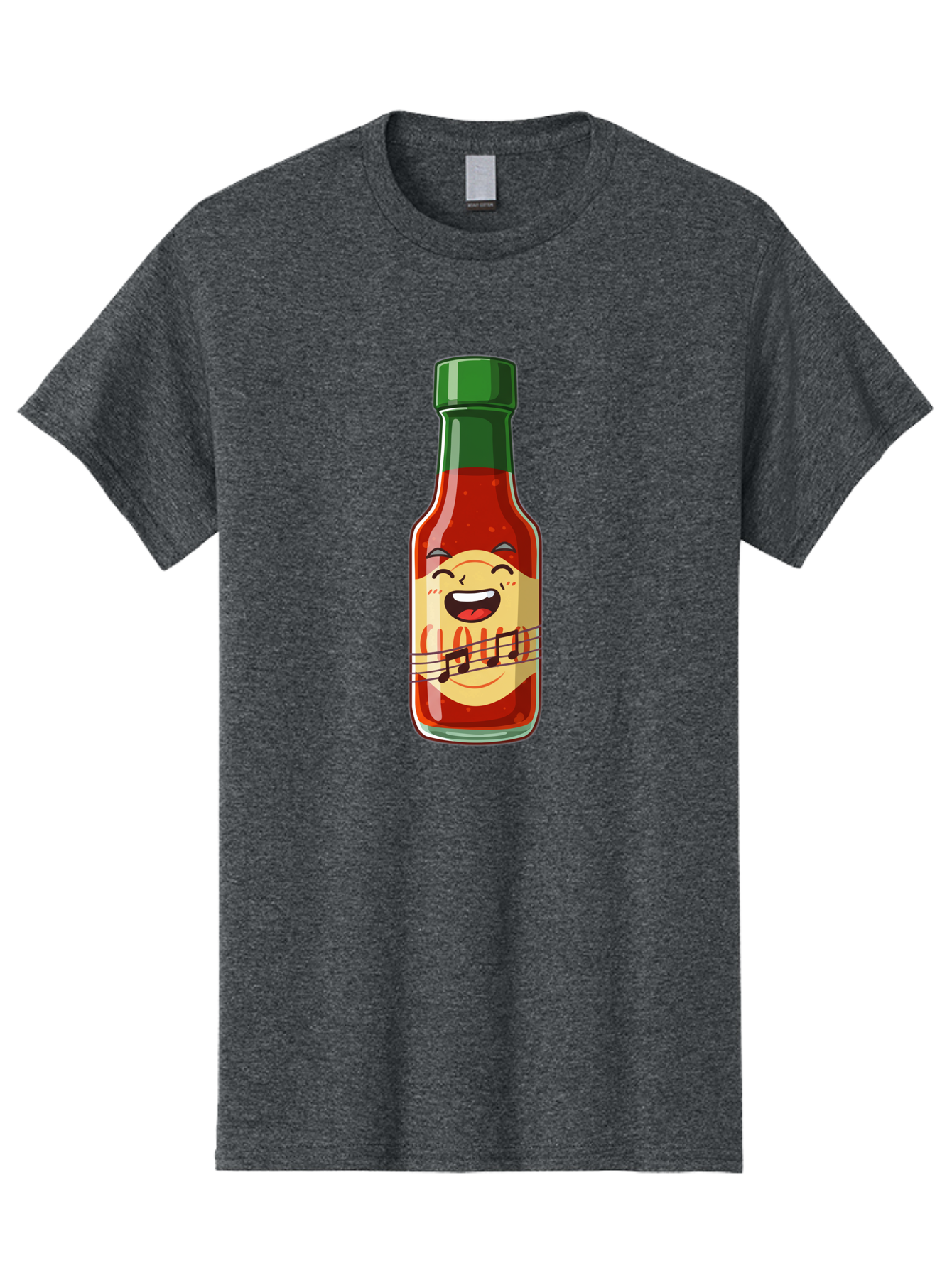 Chili-Sauce-Bottle Men'S Graphic Tee, 100% Cotton, Comfortable Casual Summer Wear, Machine Washable, Hot Sauce Bottle, Spicy Condiment, Cartoon Character, Laughing Face, Tabasco Sauce, Flavorful Food, Hot Pepper Sauce, Culinary Delight Baa292