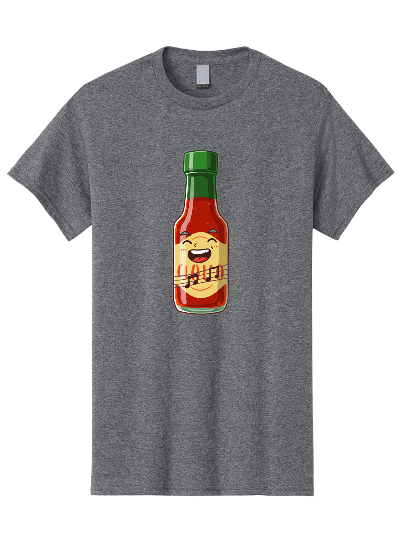 Chili-Sauce-Bottle Men'S Graphic Tee, 100% Cotton, Comfortable Casual Summer Wear, Machine Washable, Hot Sauce Bottle, Spicy Condiment, Cartoon Character, Laughing Face, Tabasco Sauce, Flavorful Food, Hot Pepper Sauce, Culinary Delight Baa292