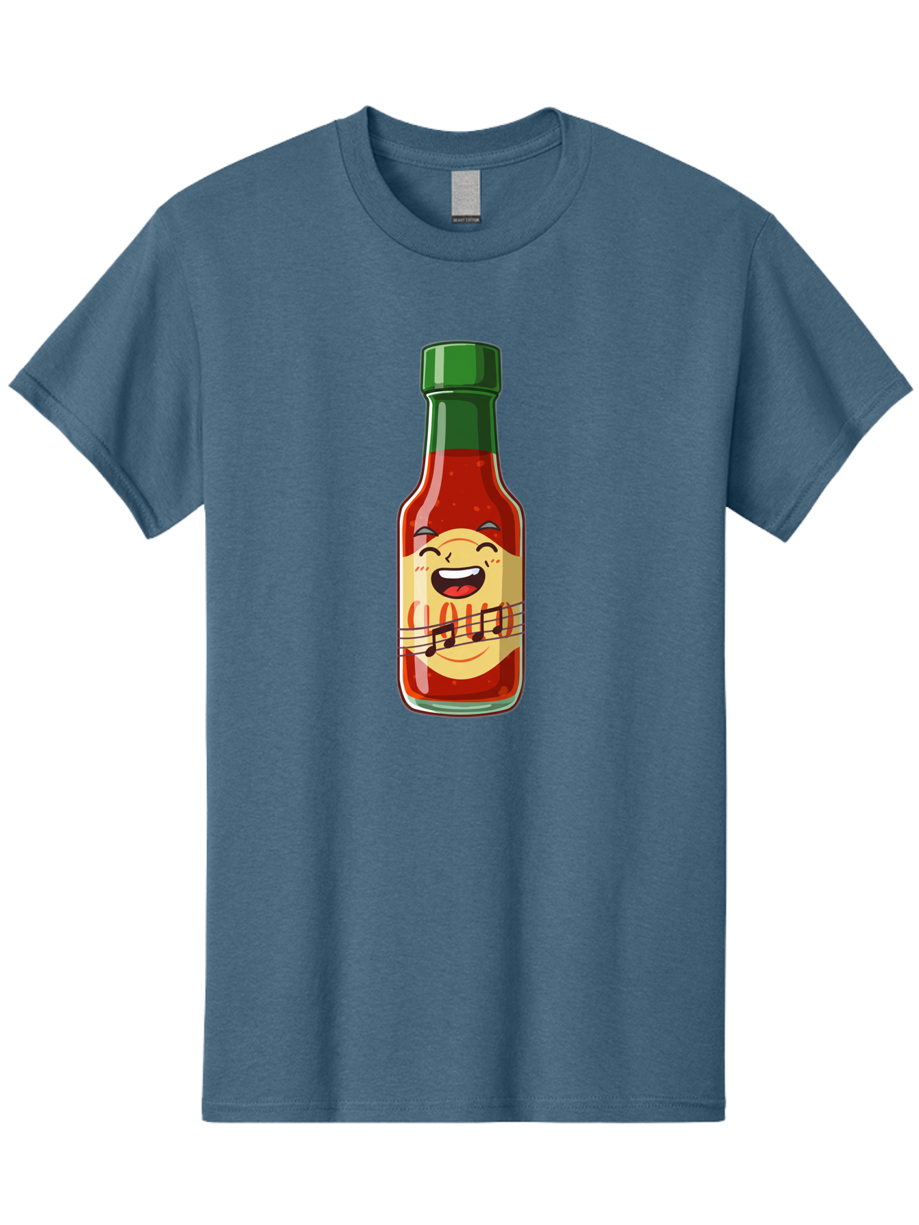 Chili-Sauce-Bottle Men'S Graphic Tee, 100% Cotton, Comfortable Casual Summer Wear, Machine Washable, Hot Sauce Bottle, Spicy Condiment, Cartoon Character, Laughing Face, Tabasco Sauce, Flavorful Food, Hot Pepper Sauce, Culinary Delight Baa292