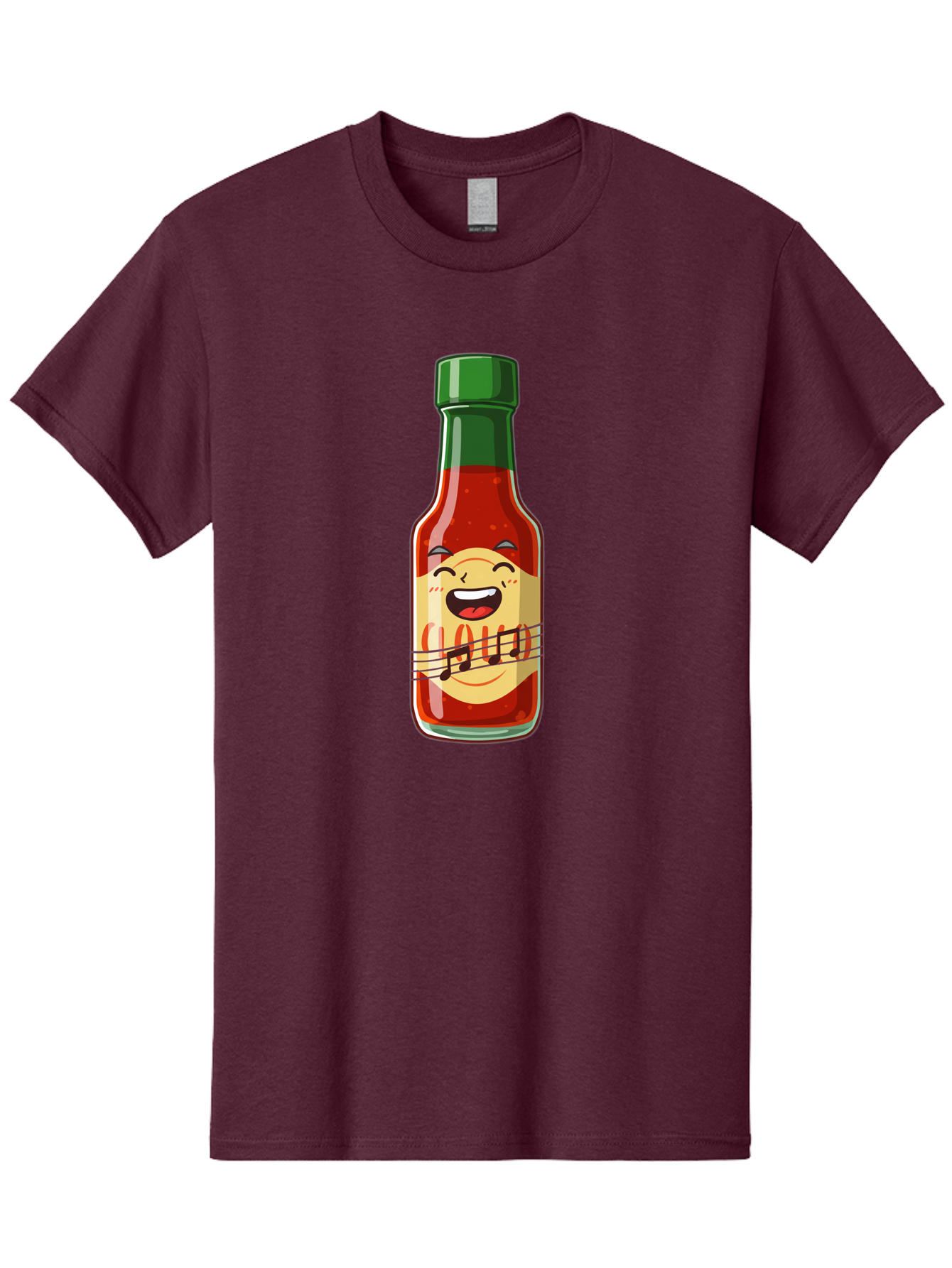 Chili-Sauce-Bottle Men'S Graphic Tee, 100% Cotton, Comfortable Casual Summer Wear, Machine Washable, Hot Sauce Bottle, Spicy Condiment, Cartoon Character, Laughing Face, Tabasco Sauce, Flavorful Food, Hot Pepper Sauce, Culinary Delight Baa292