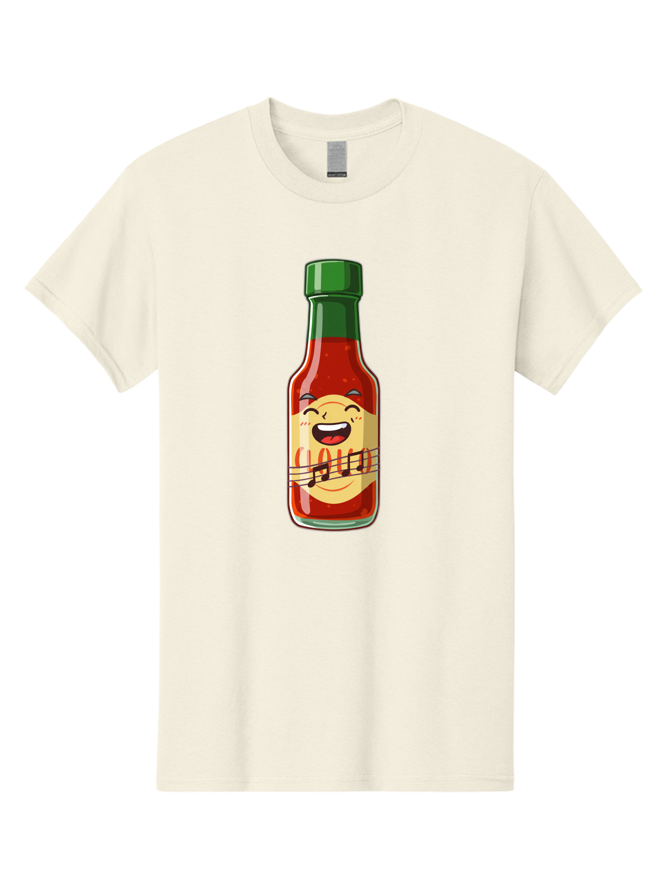 Chili-Sauce-Bottle Men'S Graphic Tee, 100% Cotton, Comfortable Casual Summer Wear, Machine Washable, Hot Sauce Bottle, Spicy Condiment, Cartoon Character, Laughing Face, Tabasco Sauce, Flavorful Food, Hot Pepper Sauce, Culinary Delight Baa292