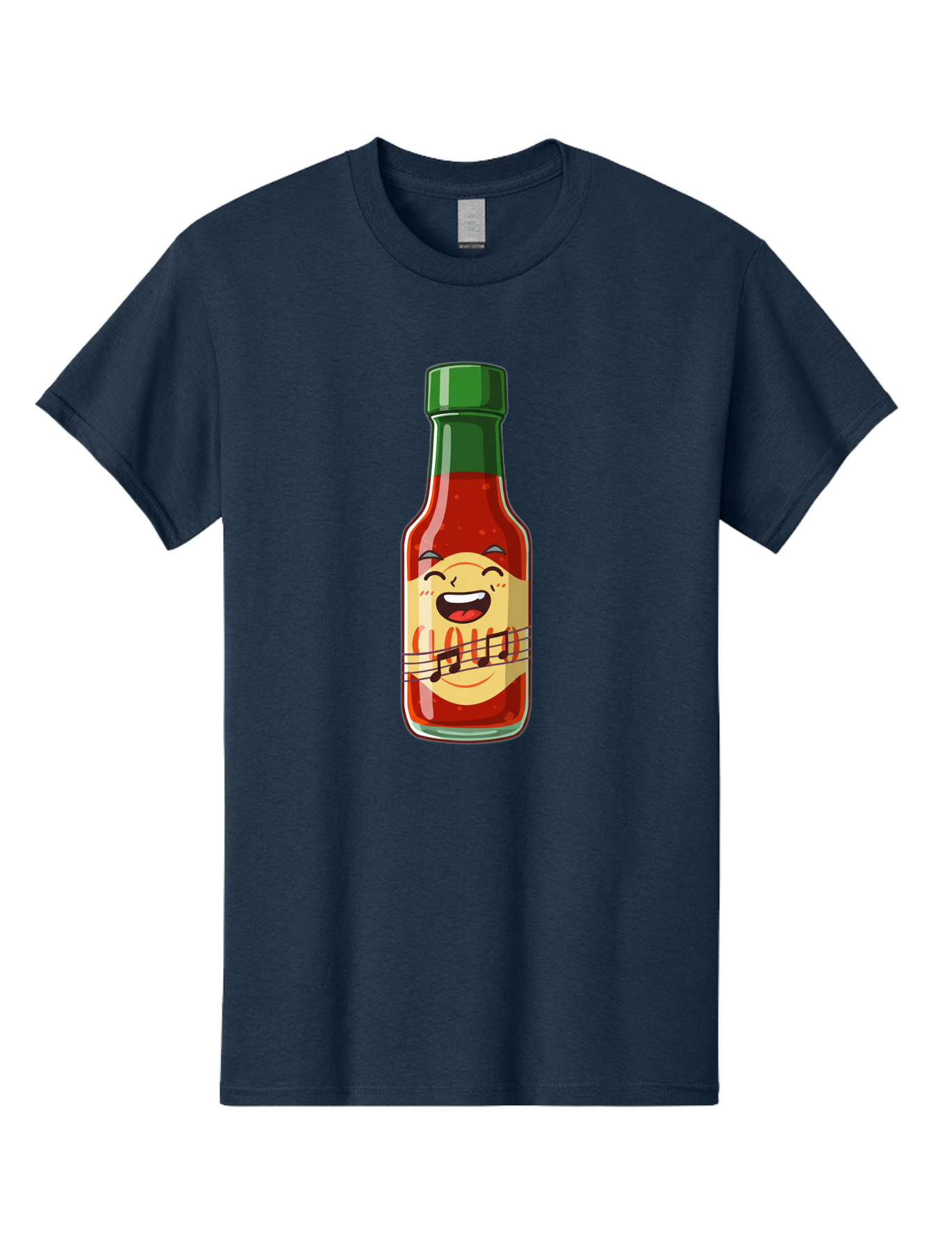 Chili-Sauce-Bottle Men'S Graphic Tee, 100% Cotton, Comfortable Casual Summer Wear, Machine Washable, Hot Sauce Bottle, Spicy Condiment, Cartoon Character, Laughing Face, Tabasco Sauce, Flavorful Food, Hot Pepper Sauce, Culinary Delight Baa292