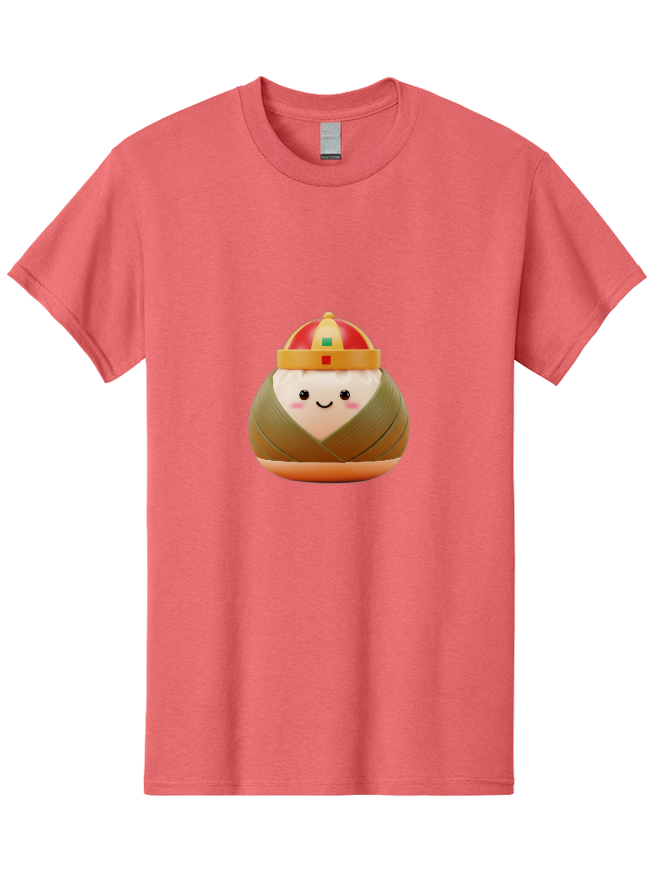 Chinese-Dumpling Men'S Graphic Tee, 100% Cotton, Comfortable Casual Summer Wear, Machine Washable, Kawaii Sushi, Cartoon Food, Adorable Mascot, Japanese Cuisine, Smiling Face, Cute Character, Digital Illustration, Kawaii Culture, Manga Style, Baa293