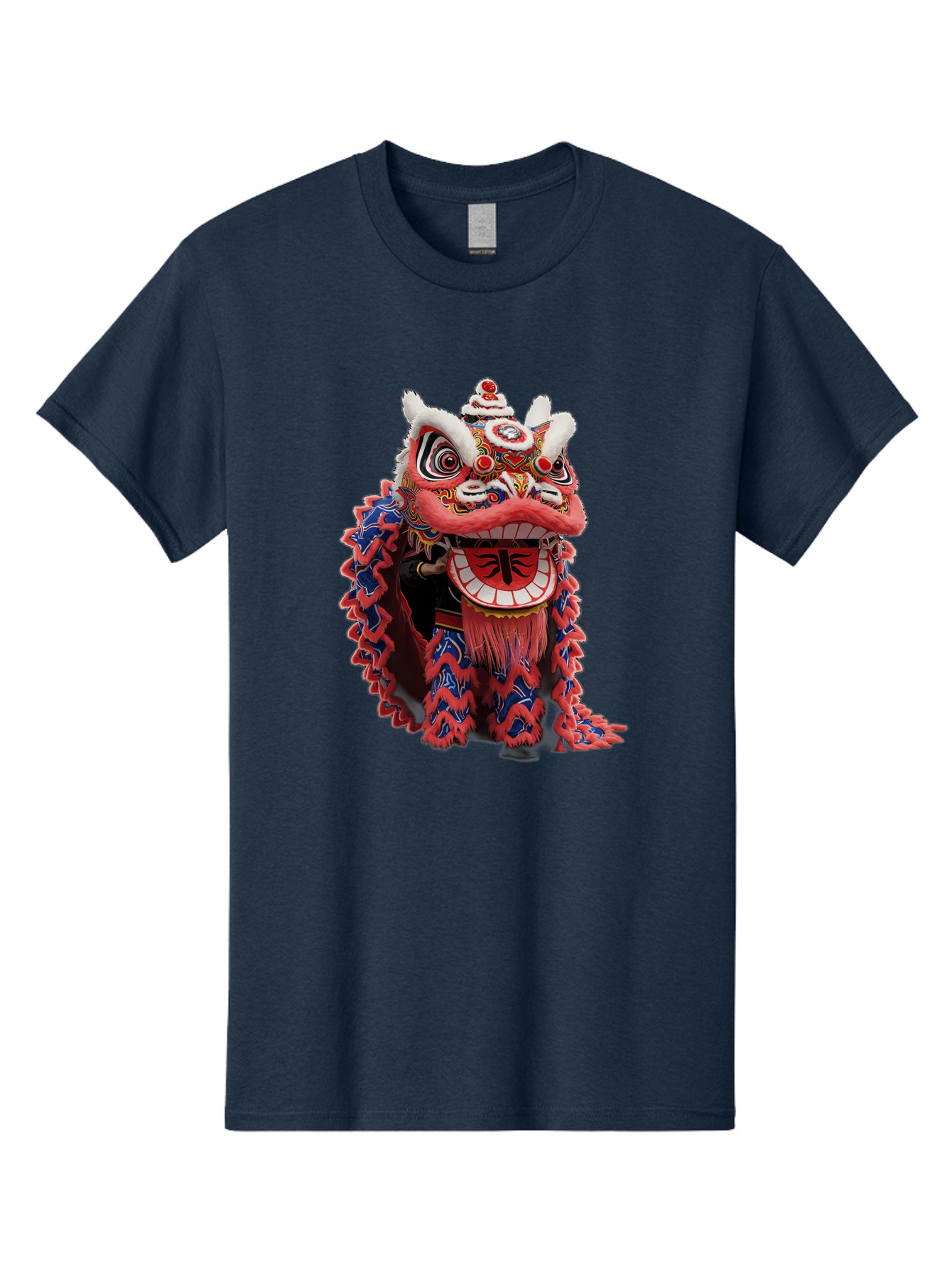 Chinese-Lion-Dance-Head Men'S Graphic Tee, 100% Cotton, Comfortable Casual Summer Wear, Machine Washable, Lion Dance Costume, Traditional Chinese Lion, Cultural Heritage, Festive Celebrations, Vibrant Colors, Intricate Designs, Baa295
