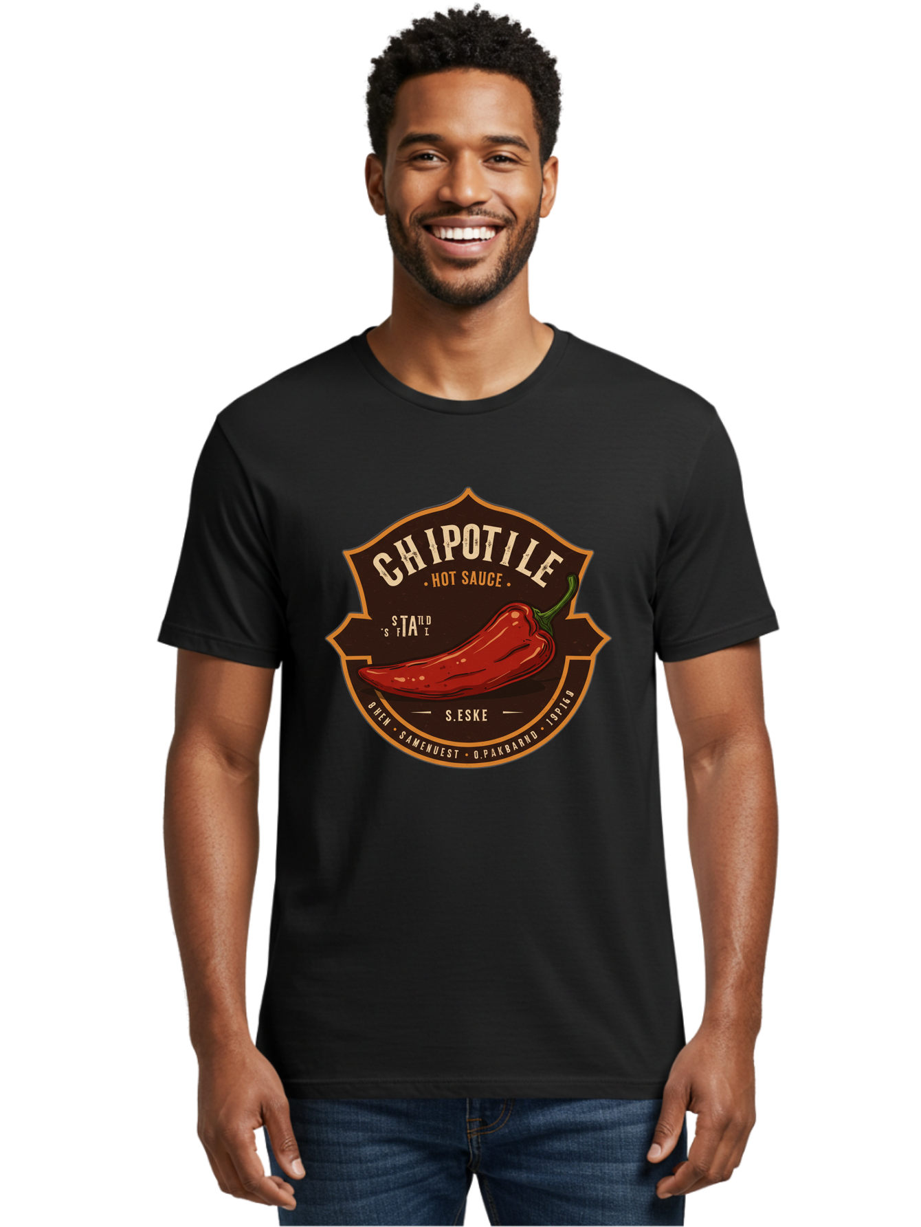 Chipotle-Hot-Sauce Men'S Graphic Tee, 100% Cotton, Comfortable Casual Summer Wear, Machine Washable, Chipotle Pepper, Hot Sauce, Spicy Food, Red Pepper, Condiment, Gourmet Sauce, Savory Flavor, Smoky Heat, Fiery Taste, Spicy Condiment Baa297