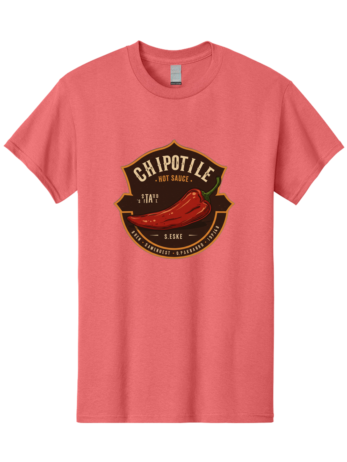 Chipotle-Hot-Sauce Men'S Graphic Tee, 100% Cotton, Comfortable Casual Summer Wear, Machine Washable, Chipotle Pepper, Hot Sauce, Spicy Food, Red Pepper, Condiment, Gourmet Sauce, Savory Flavor, Smoky Heat, Fiery Taste, Spicy Condiment Baa297
