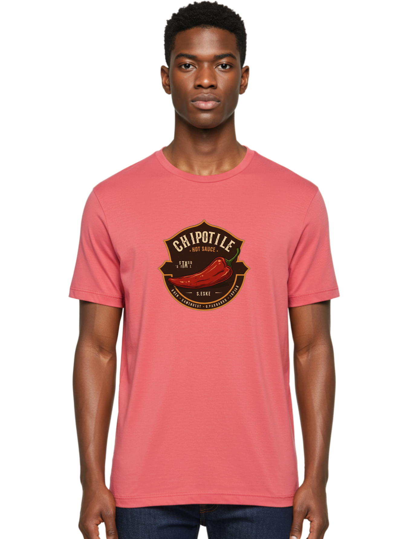Chipotle-Hot-Sauce Men'S Graphic Tee, 100% Cotton, Comfortable Casual Summer Wear, Machine Washable, Chipotle Pepper, Hot Sauce, Spicy Food, Red Pepper, Condiment, Gourmet Sauce, Savory Flavor, Smoky Heat, Fiery Taste, Spicy Condiment Baa297