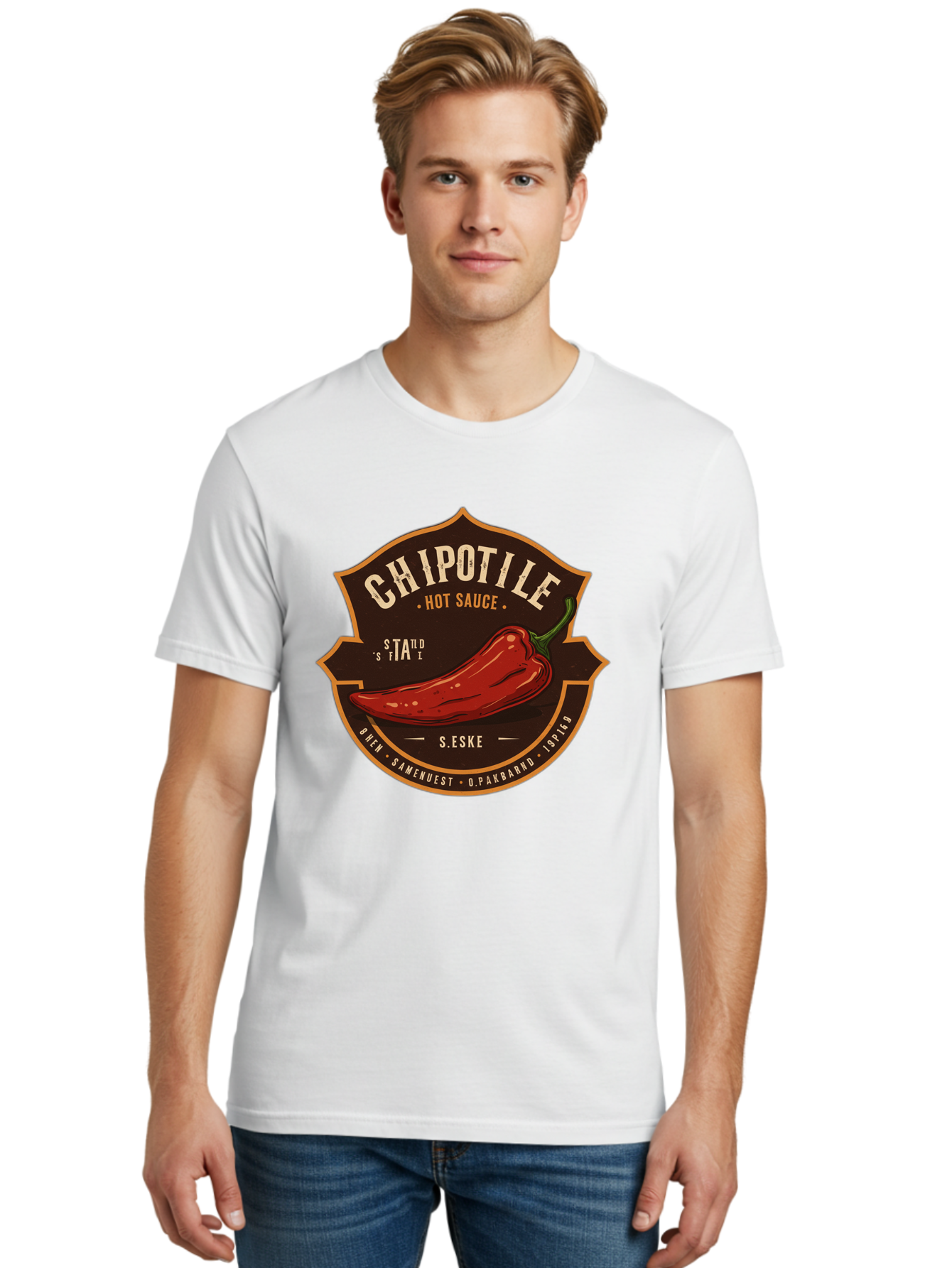 Chipotle-Hot-Sauce Men'S Graphic Tee, 100% Cotton, Comfortable Casual Summer Wear, Machine Washable, Chipotle Pepper, Hot Sauce, Spicy Food, Red Pepper, Condiment, Gourmet Sauce, Savory Flavor, Smoky Heat, Fiery Taste, Spicy Condiment Baa297
