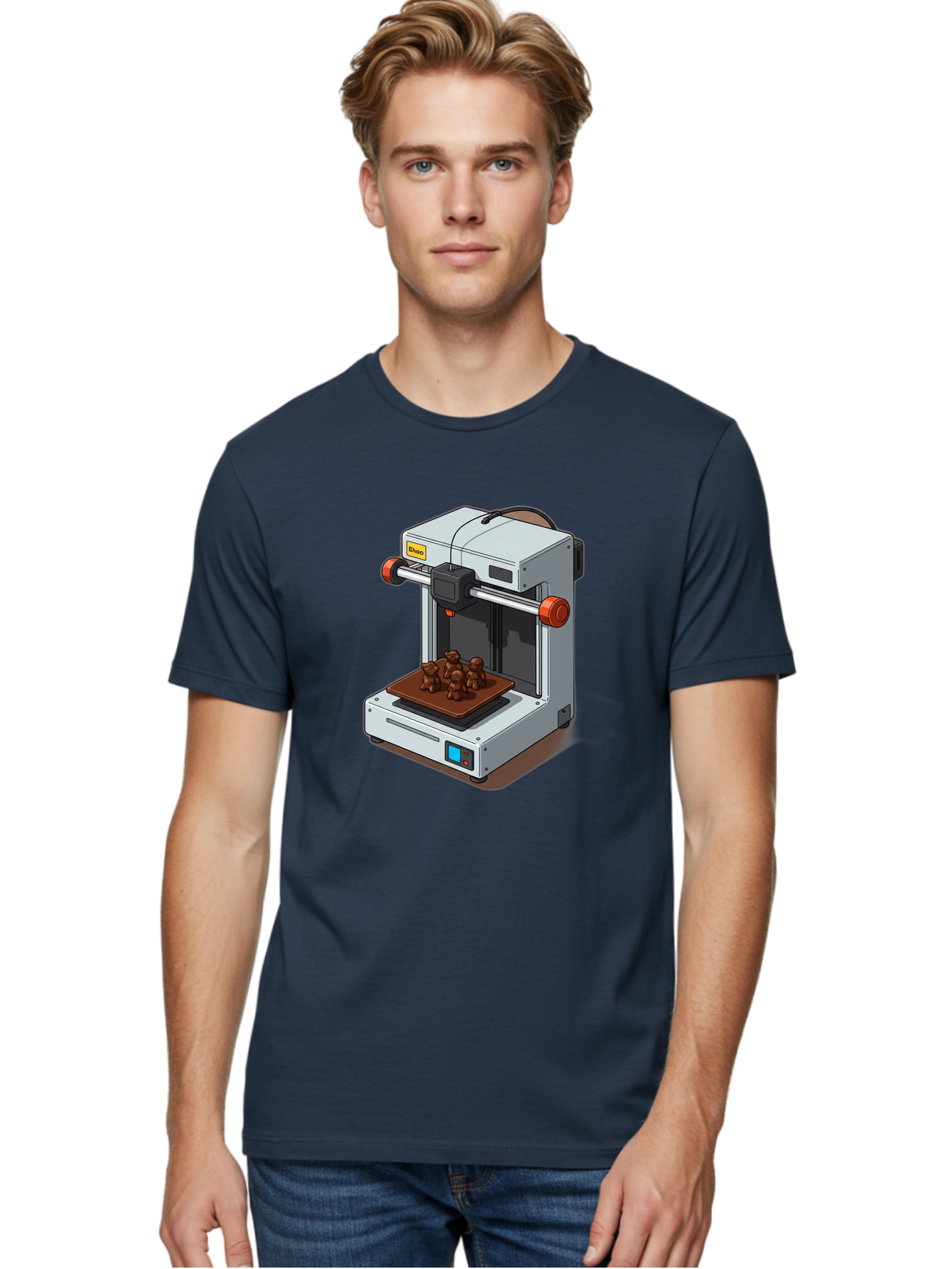 Choco-3D-Printer Men'S Graphic Tee, 100% Cotton, Comfortable Casual Summer Wear, Machine Washable, 3D Printing Technology, Additive Manufacturing, Chocolate Printing, 3D Chocolate Printer, Makergear, Digital Fabrication, Prototype Development, Baa298