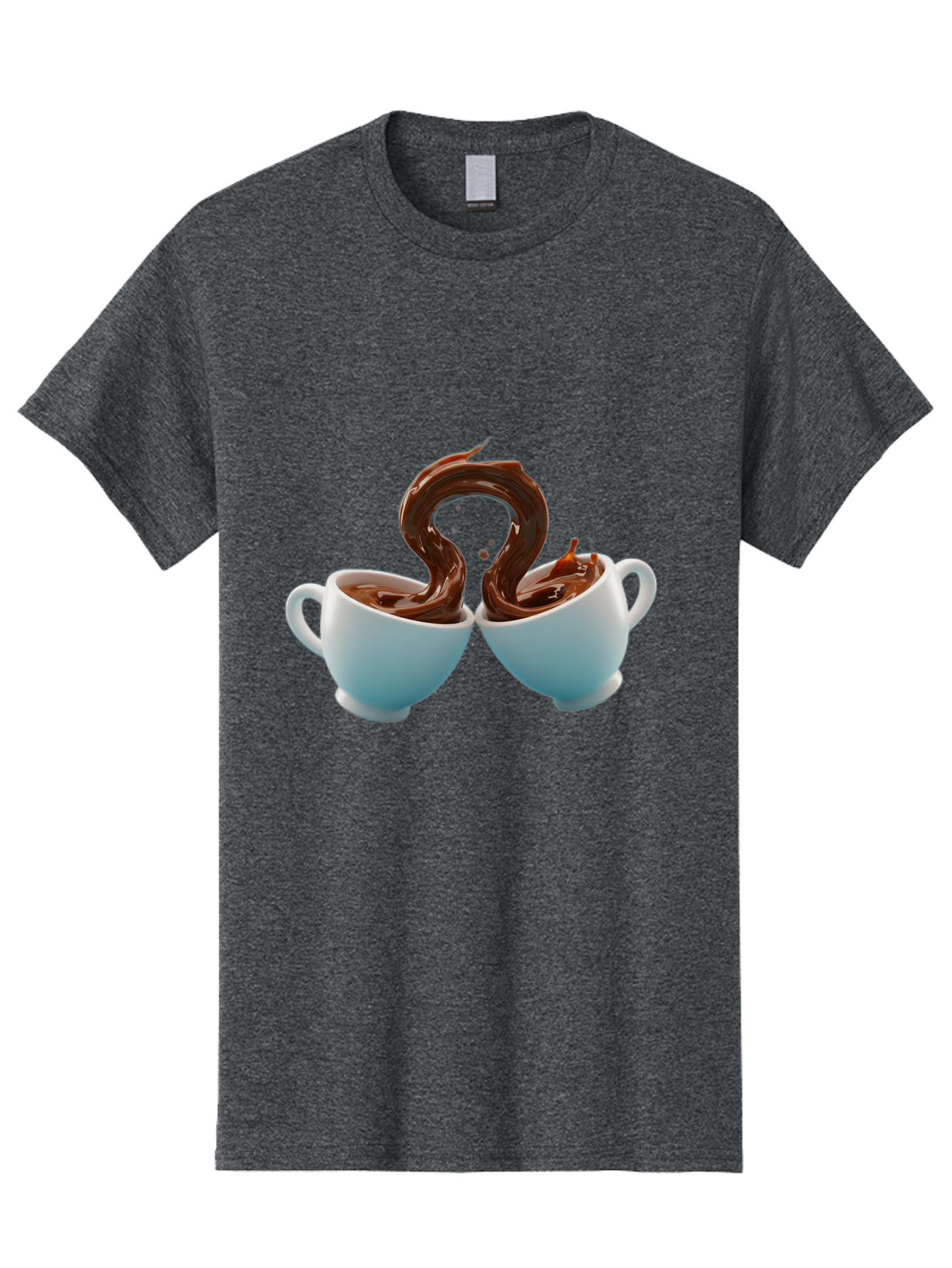 Chocolate-Cups Men'S Graphic Tee, 100% Cotton, Comfortable Casual Summer Wear, Machine Washable, Hot Chocolate, Luxury Hot Chocolate, Rich Chocolate, Flowing Chocolate, Chocolate Splash, Hot Chocolate Cups, White Cup, Delicious Hot Chocolate, Baa299