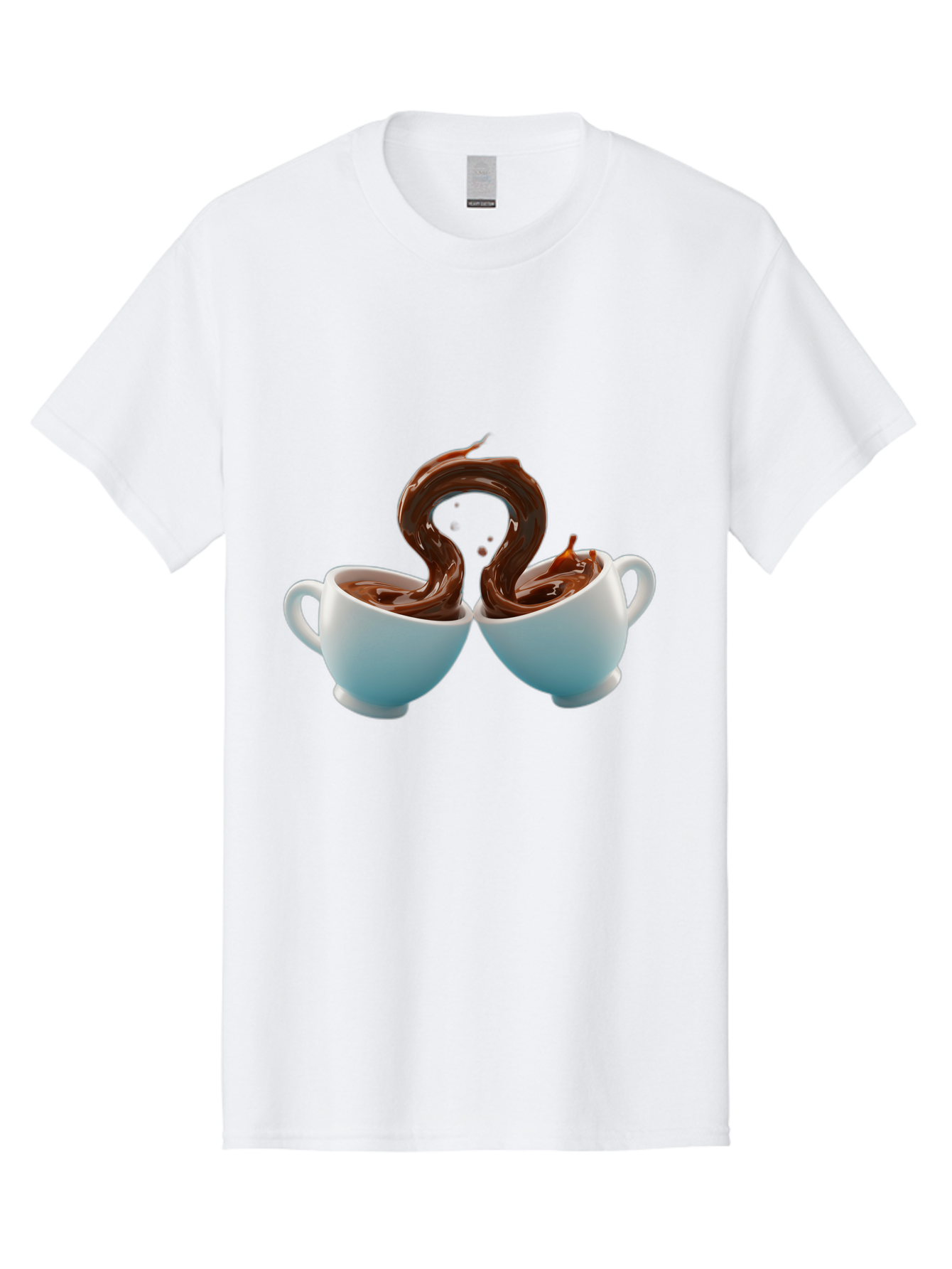 Chocolate-Cups Men'S Graphic Tee, 100% Cotton, Comfortable Casual Summer Wear, Machine Washable, Hot Chocolate, Luxury Hot Chocolate, Rich Chocolate, Flowing Chocolate, Chocolate Splash, Hot Chocolate Cups, White Cup, Delicious Hot Chocolate, Baa299
