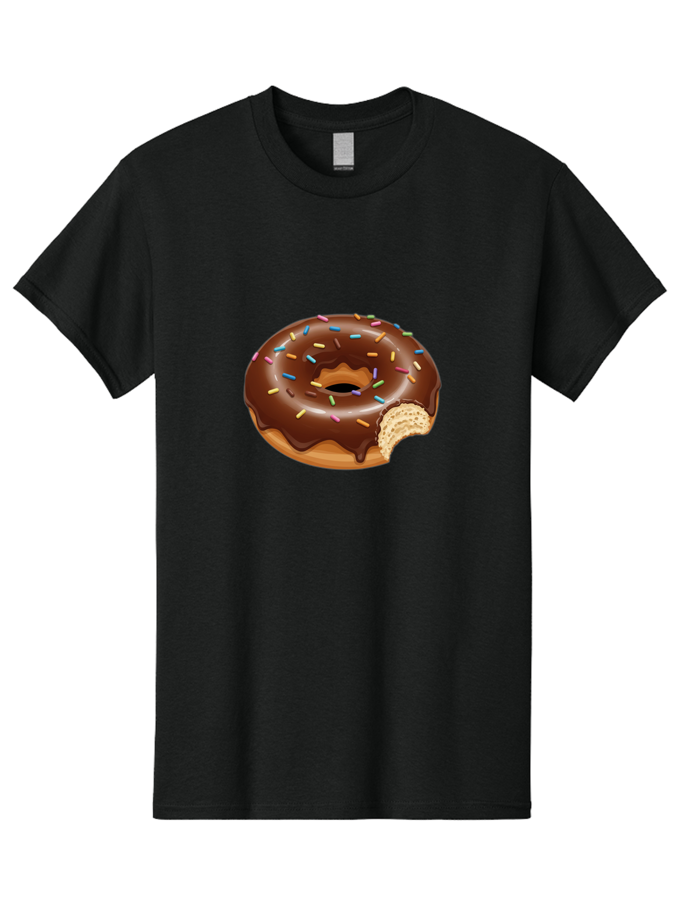 Chocolate-Donut-1 Men'S Graphic Tee, 100% Cotton, Comfortable Casual Summer Wear, Machine Washable, Chocolate Donut, Donut With Sprinkles, Bitten Donut, Sweet Treat, Dessert, Baked Goods, Colorful Sprinkles, Tasty Pastry, Delicious Donut Baa300