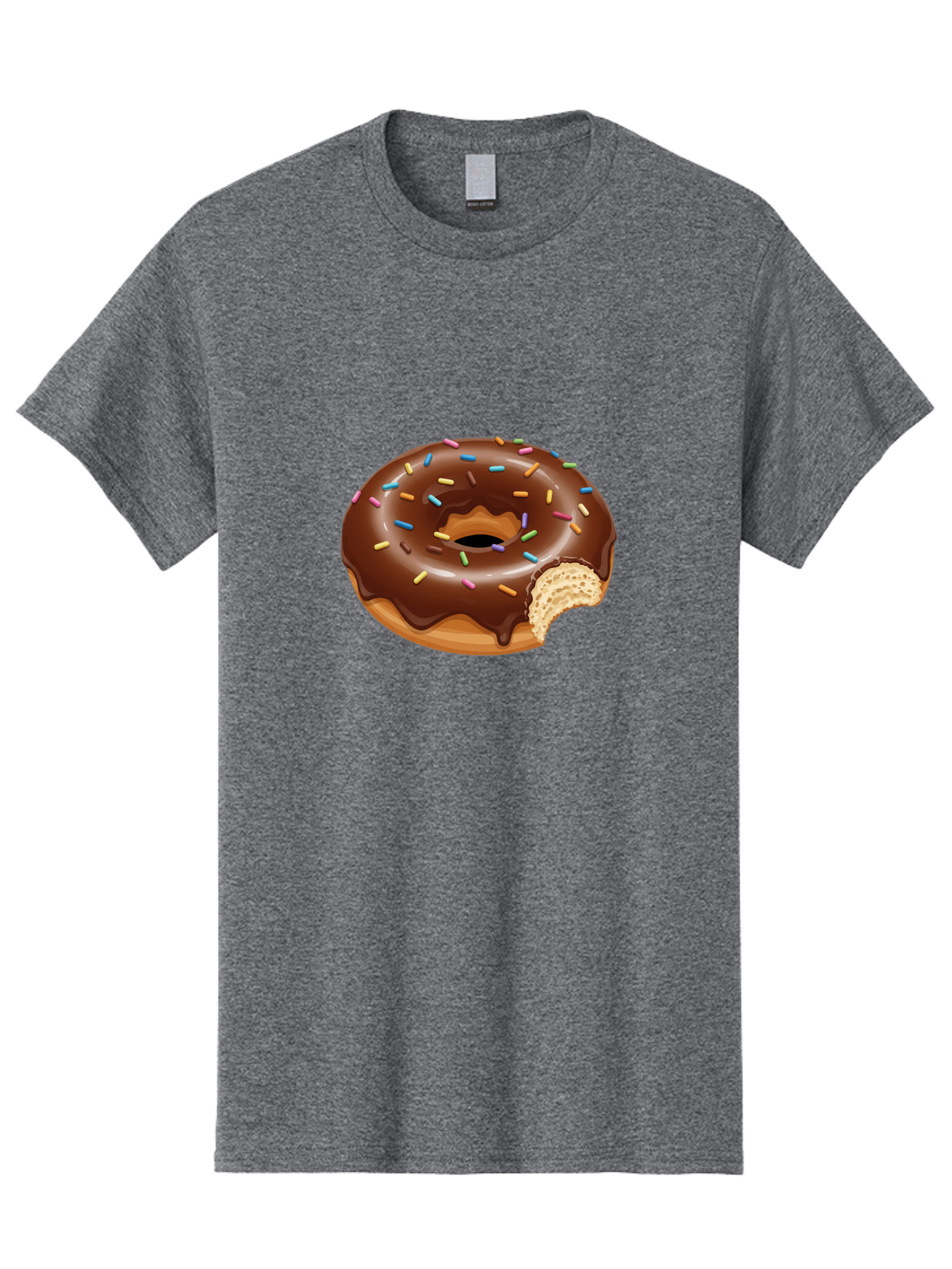 Chocolate-Donut-1 Men'S Graphic Tee, 100% Cotton, Comfortable Casual Summer Wear, Machine Washable, Chocolate Donut, Donut With Sprinkles, Bitten Donut, Sweet Treat, Dessert, Baked Goods, Colorful Sprinkles, Tasty Pastry, Delicious Donut Baa300