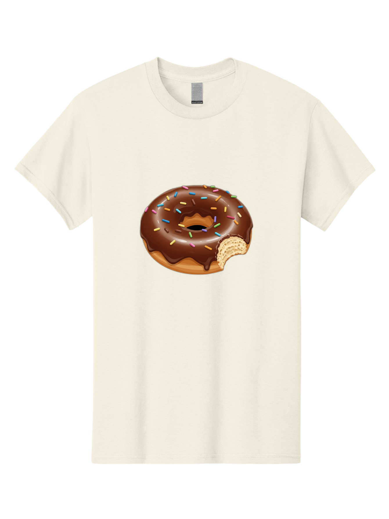 Chocolate-Donut-1 Men'S Graphic Tee, 100% Cotton, Comfortable Casual Summer Wear, Machine Washable, Chocolate Donut, Donut With Sprinkles, Bitten Donut, Sweet Treat, Dessert, Baked Goods, Colorful Sprinkles, Tasty Pastry, Delicious Donut Baa300