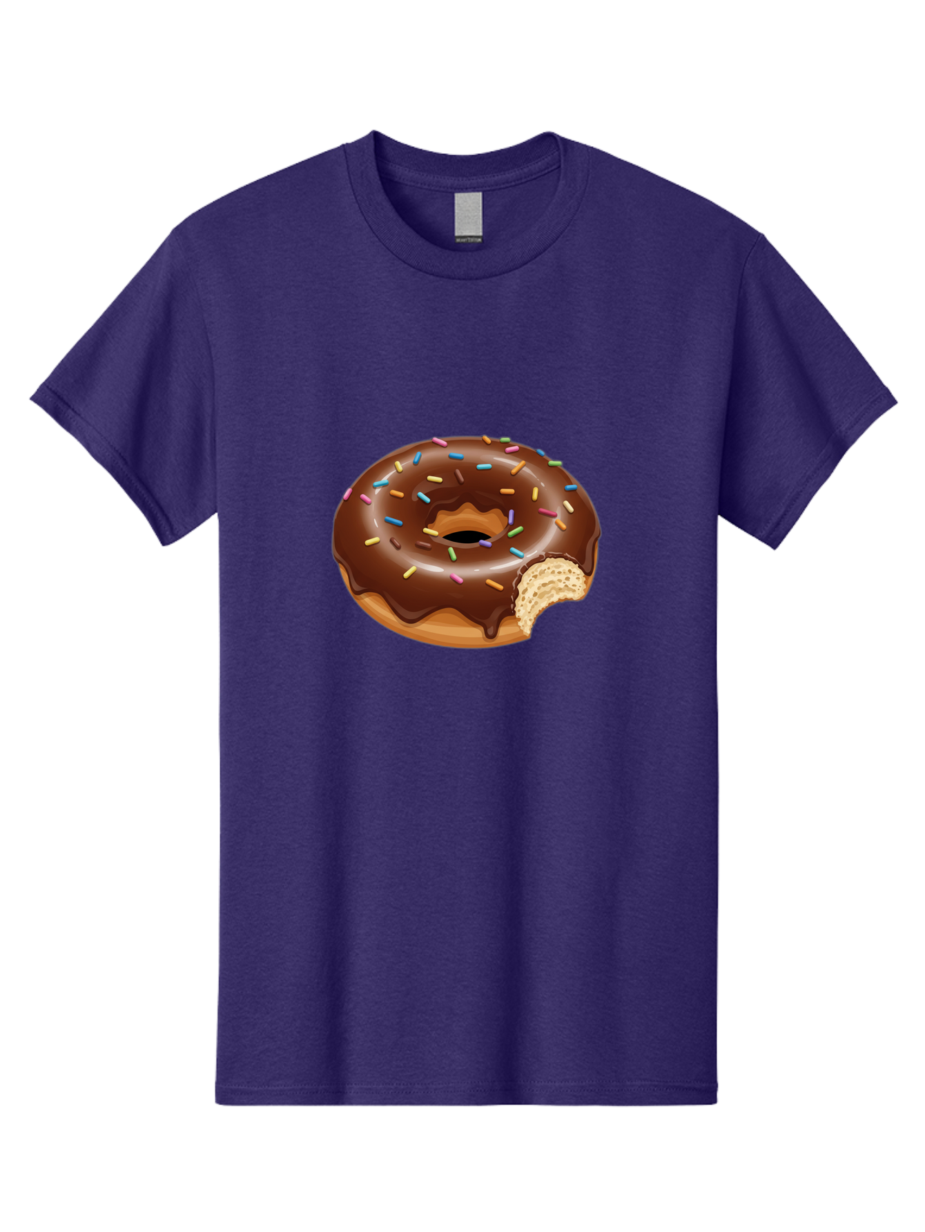 Chocolate-Donut-1 Men'S Graphic Tee, 100% Cotton, Comfortable Casual Summer Wear, Machine Washable, Chocolate Donut, Donut With Sprinkles, Bitten Donut, Sweet Treat, Dessert, Baked Goods, Colorful Sprinkles, Tasty Pastry, Delicious Donut Baa300